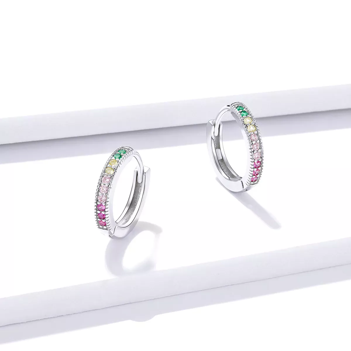 Pandora Style Colorful Hoop Earrings - BSE459