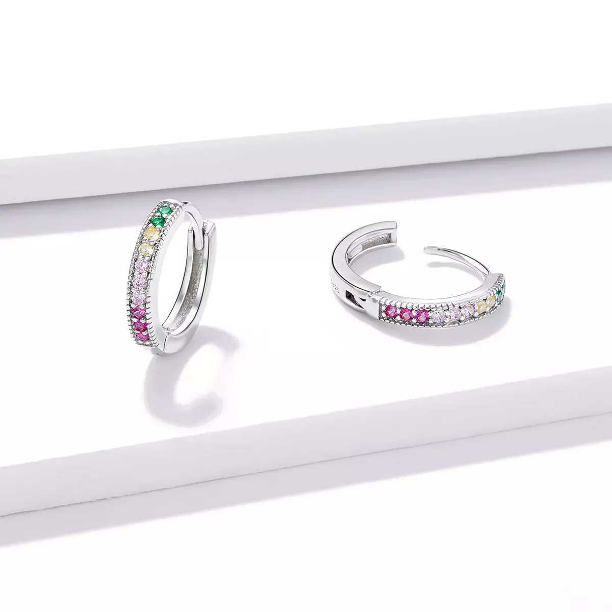 Pandora Style Colorful Hoop Earrings - BSE459