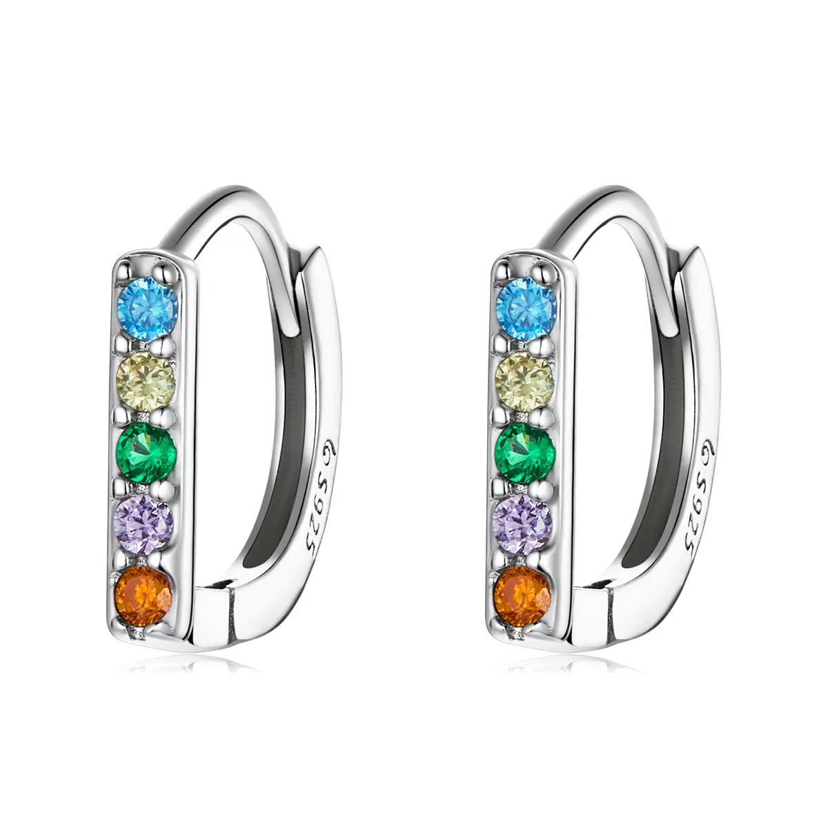 Pandora Style Colorful Zircon Hoop Earrings - BSE576 Pandora Style Colorful Zircon Hoop Earrings - BSE576