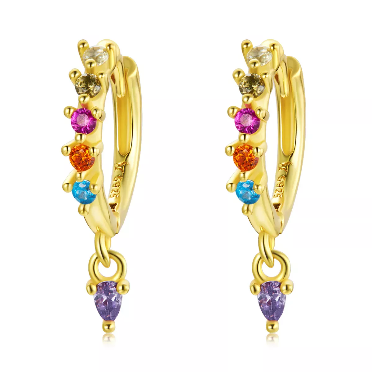Pandora Style Colorful Zircon - Water Drop Hoop Earrings - SCE1209