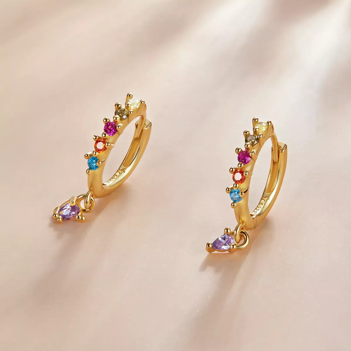 Pandora Style Colorful Zircon - Water Drop Hoop Earrings - SCE1209