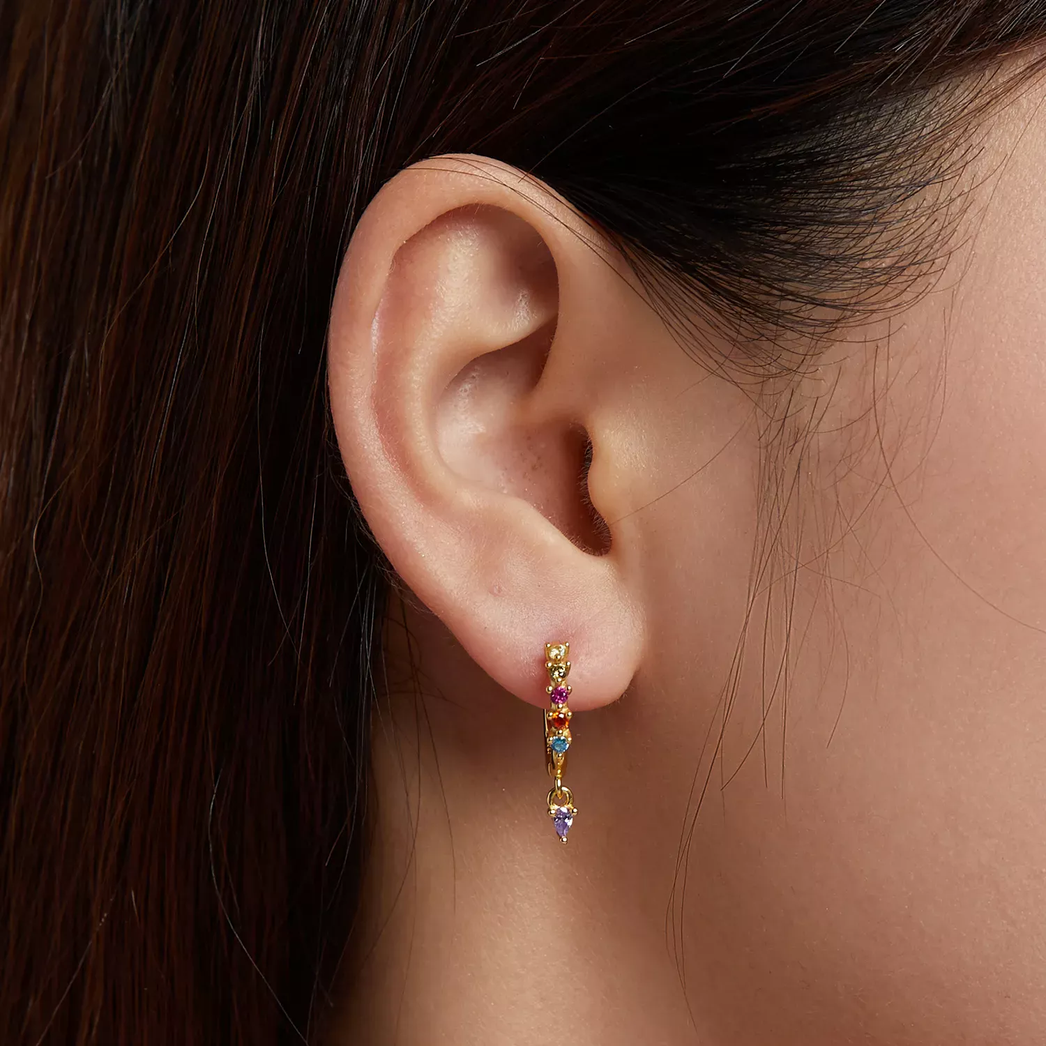 Pandora Style Colorful Zircon - Water Drop Hoop Earrings - SCE1209