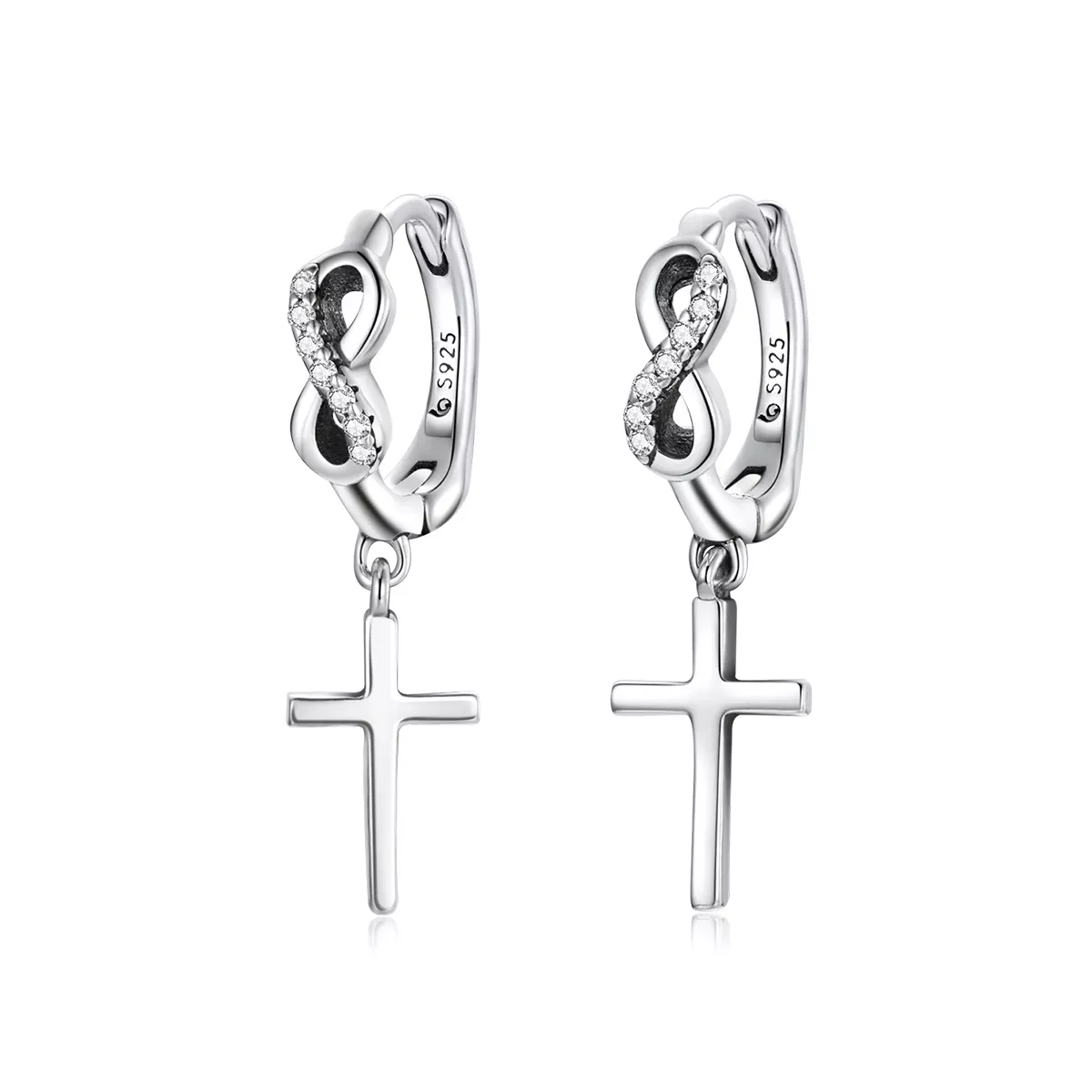 Pandora Style Creative Cross Hoop Earrings - BSE474