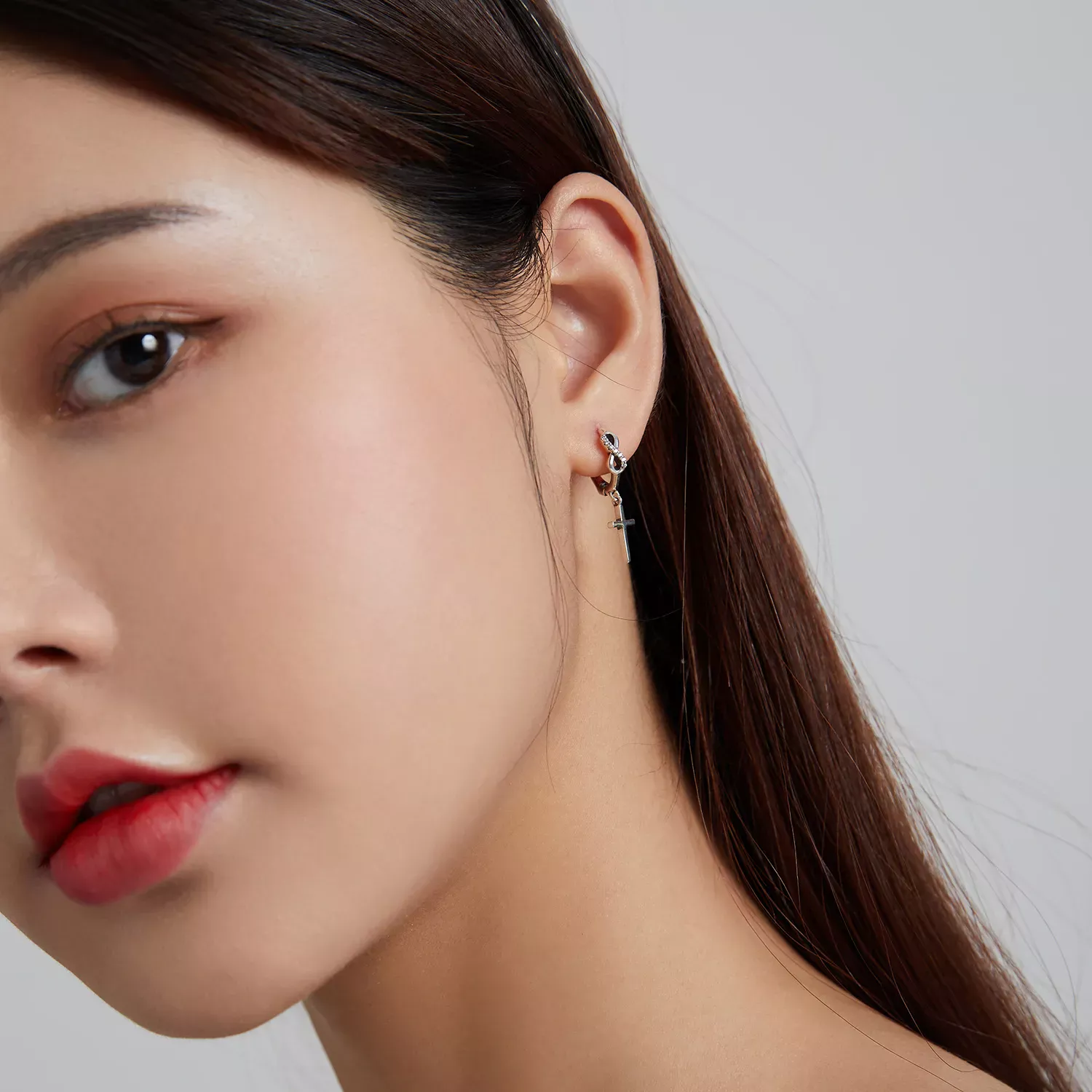 Pandora Style Creative Cross Hoop Earrings - BSE474