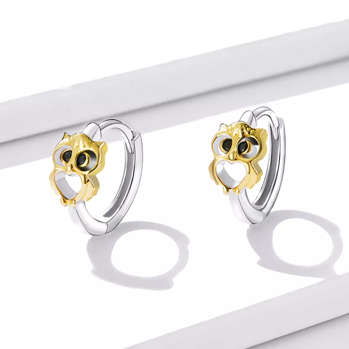 Pandora Style Creative Owl Hoop Earrings - BSE505