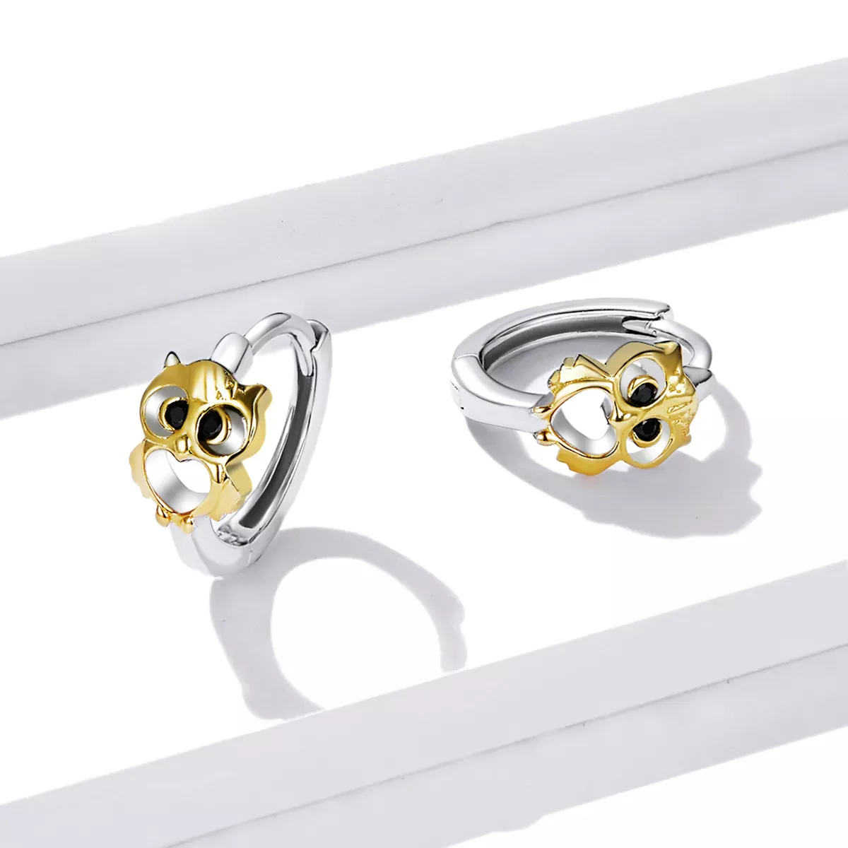 Pandora Style Creative Owl Hoop Earrings - BSE505