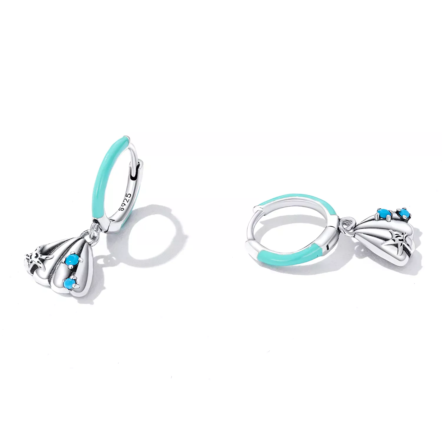 Pandora Style Delicate Shell Hoop Earrings - SCE1407