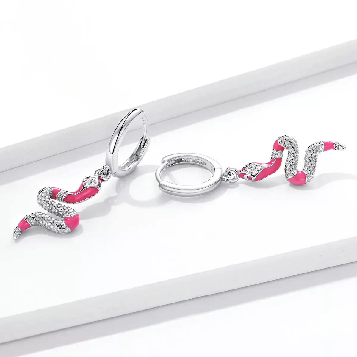 Pandora Style Delicate Spirit Serpent Hoop Earrings - BSE577