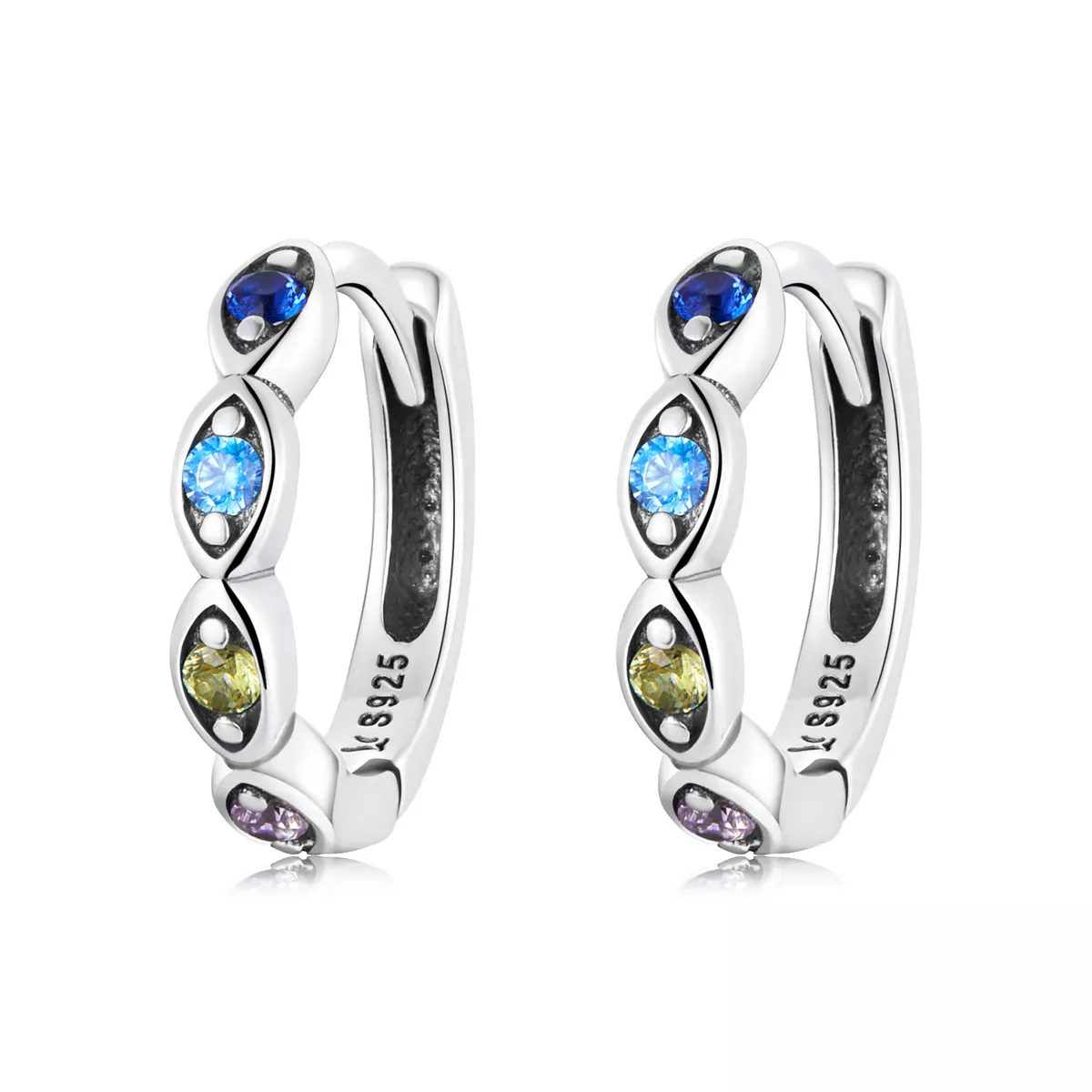 Pandora Style Devil Eye Hoop Earrings - SCE1358 Pandora Style Devil Eye Hoop Earrings - SCE1358