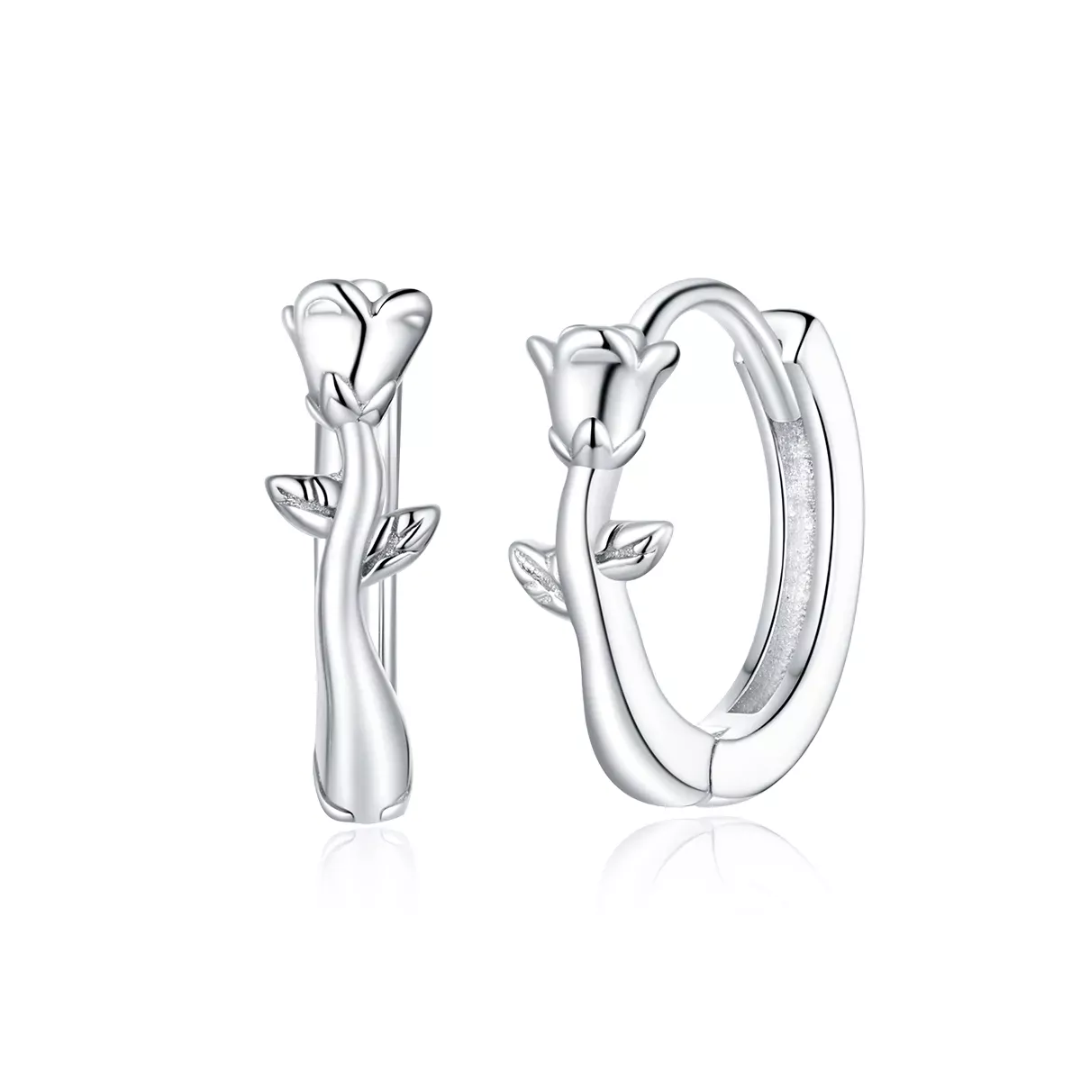Pandora Style Elegant Rose Hoop Earrings - BSE442 Pandora Style Elegant Rose Hoop Earrings - BSE442