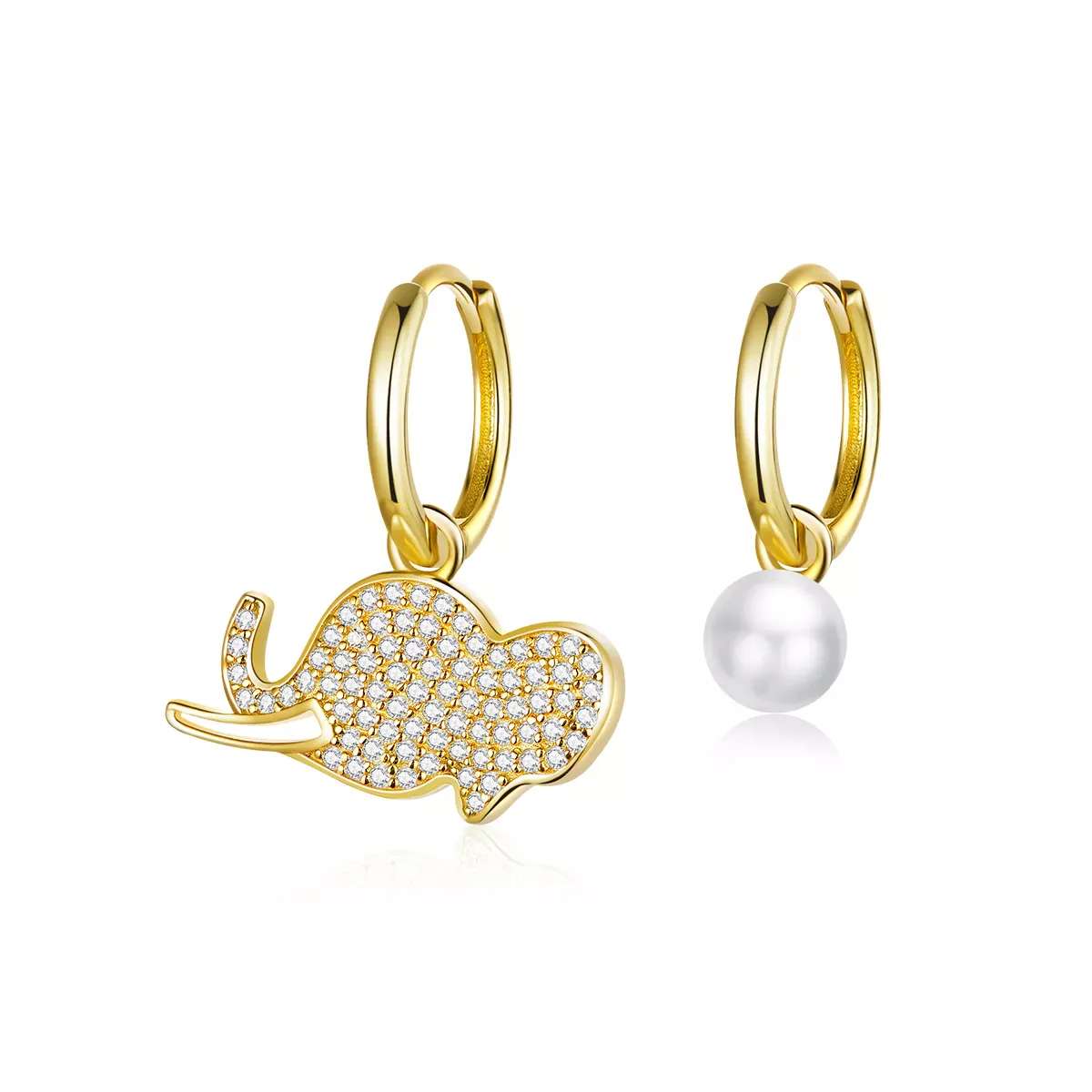 Pandora Style Elephant Hoop Earrings - BSE371