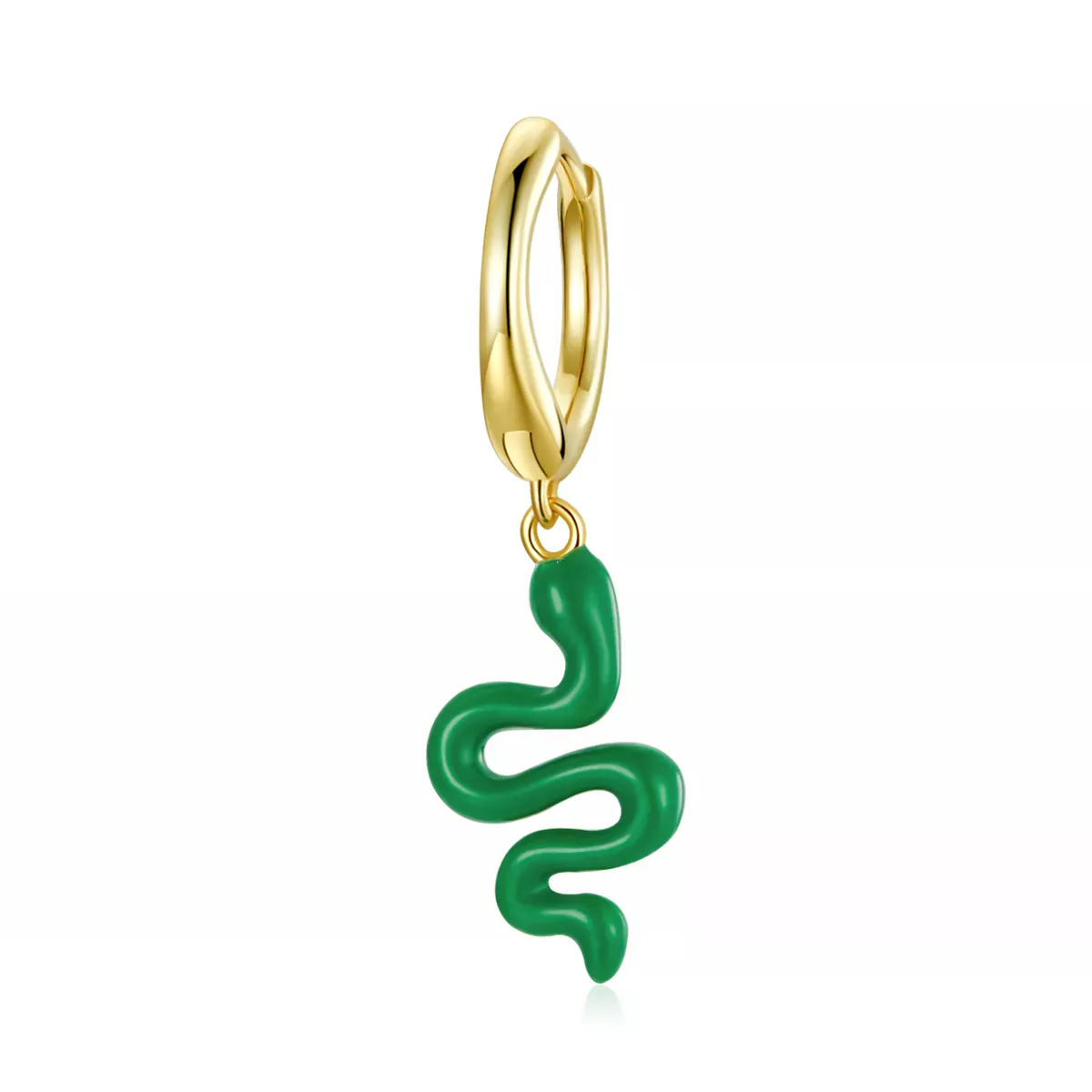 Pandora Style Green Snake Hoop Earrings - SCE1234