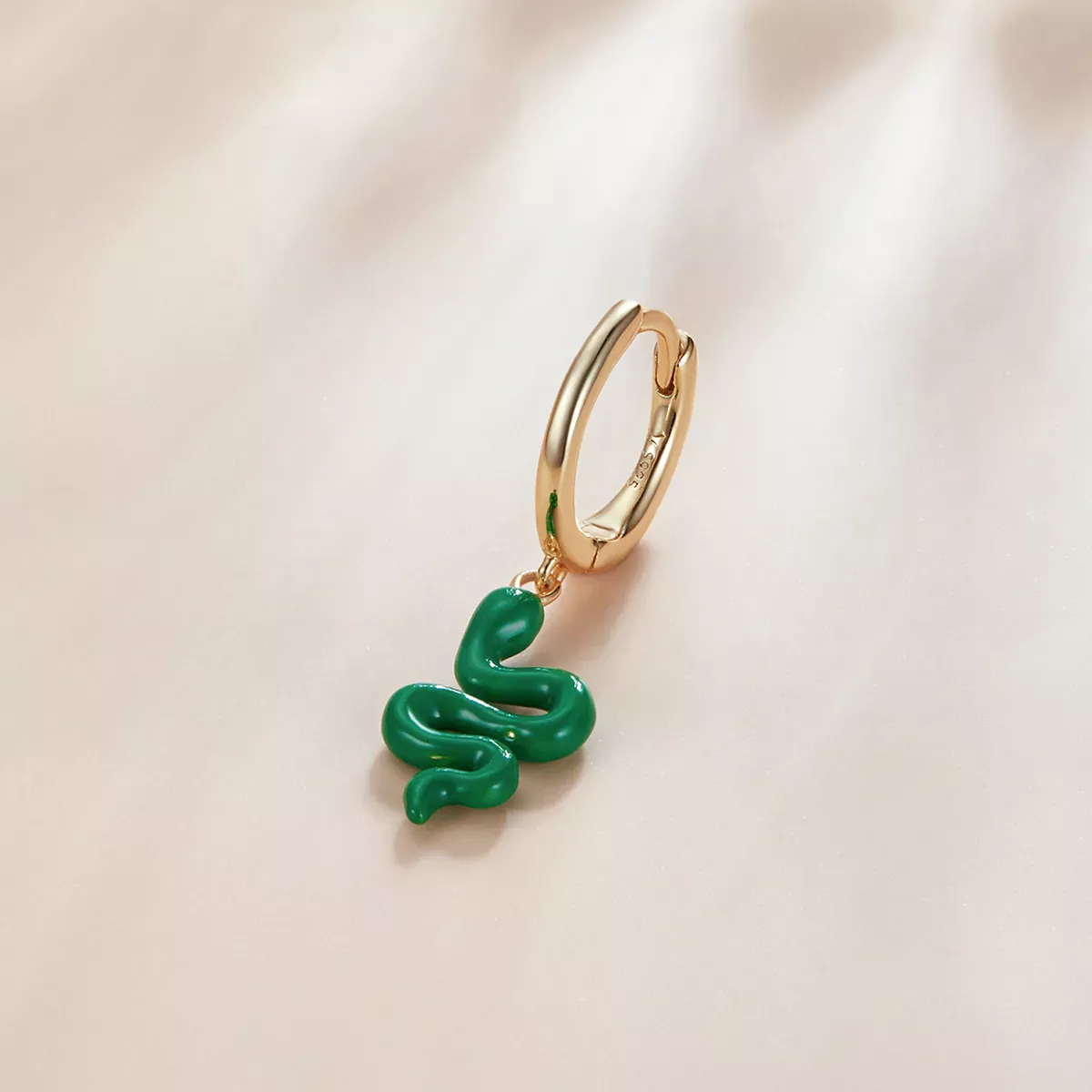 Pandora Style Green Snake Hoop Earrings - SCE1234
