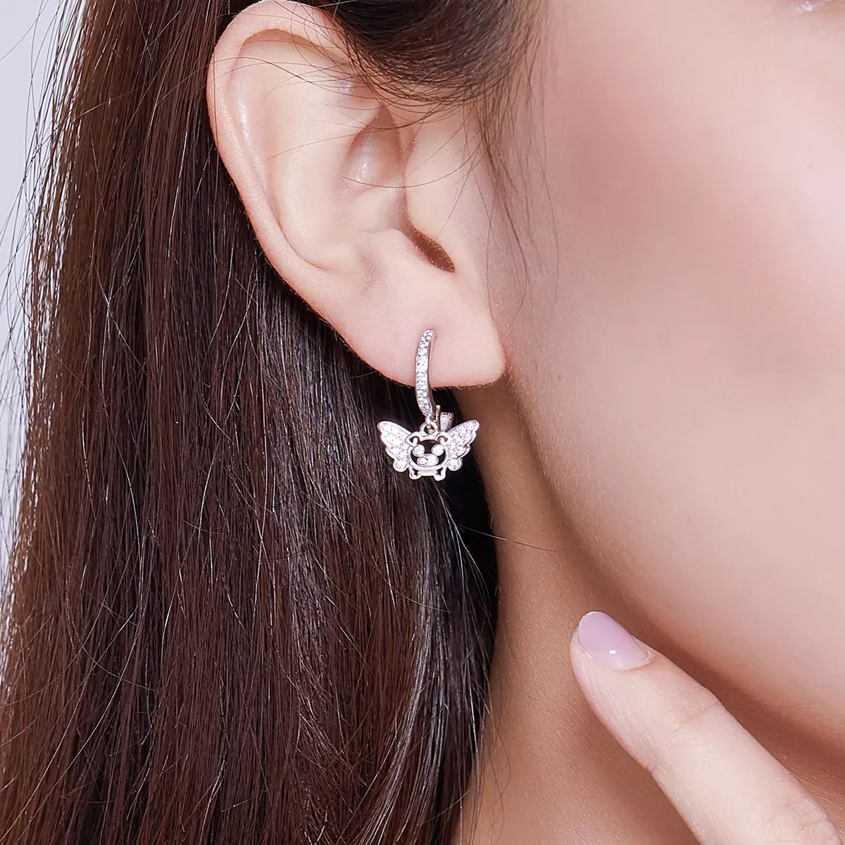 Pandora Style Little Flying Pig Hoop Earrings - BSE224