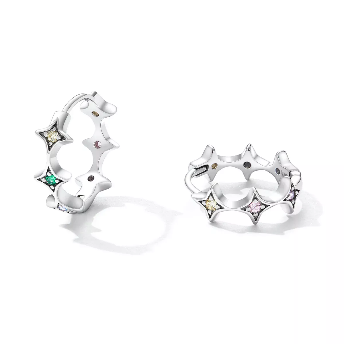 Pandora Style Mans Star Hoop Earrings - SCE1389