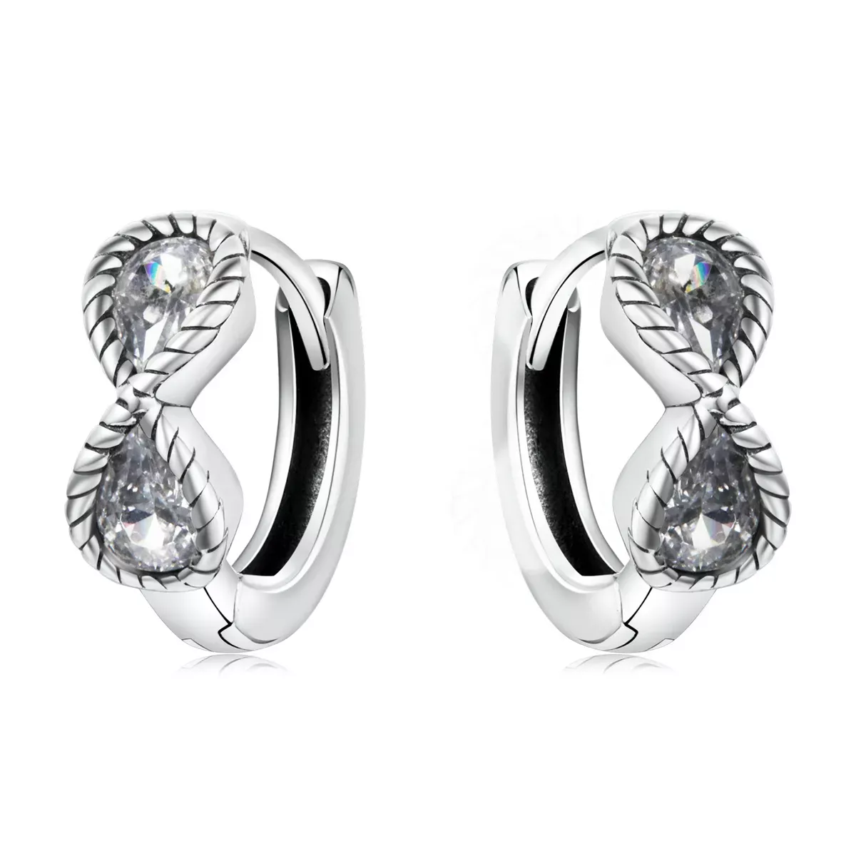 Pandora Style Minimalistic Infinity Symbol Hoop Earrings - BSE538