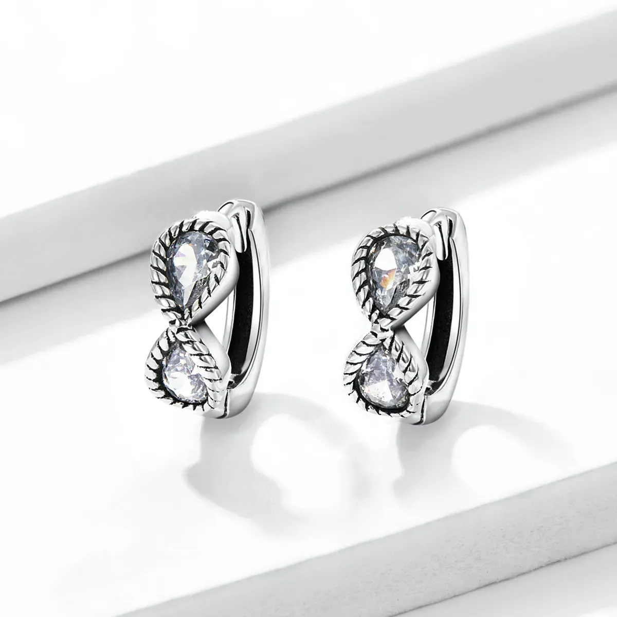 Pandora Style Minimalistic Infinity Symbol Hoop Earrings - BSE538