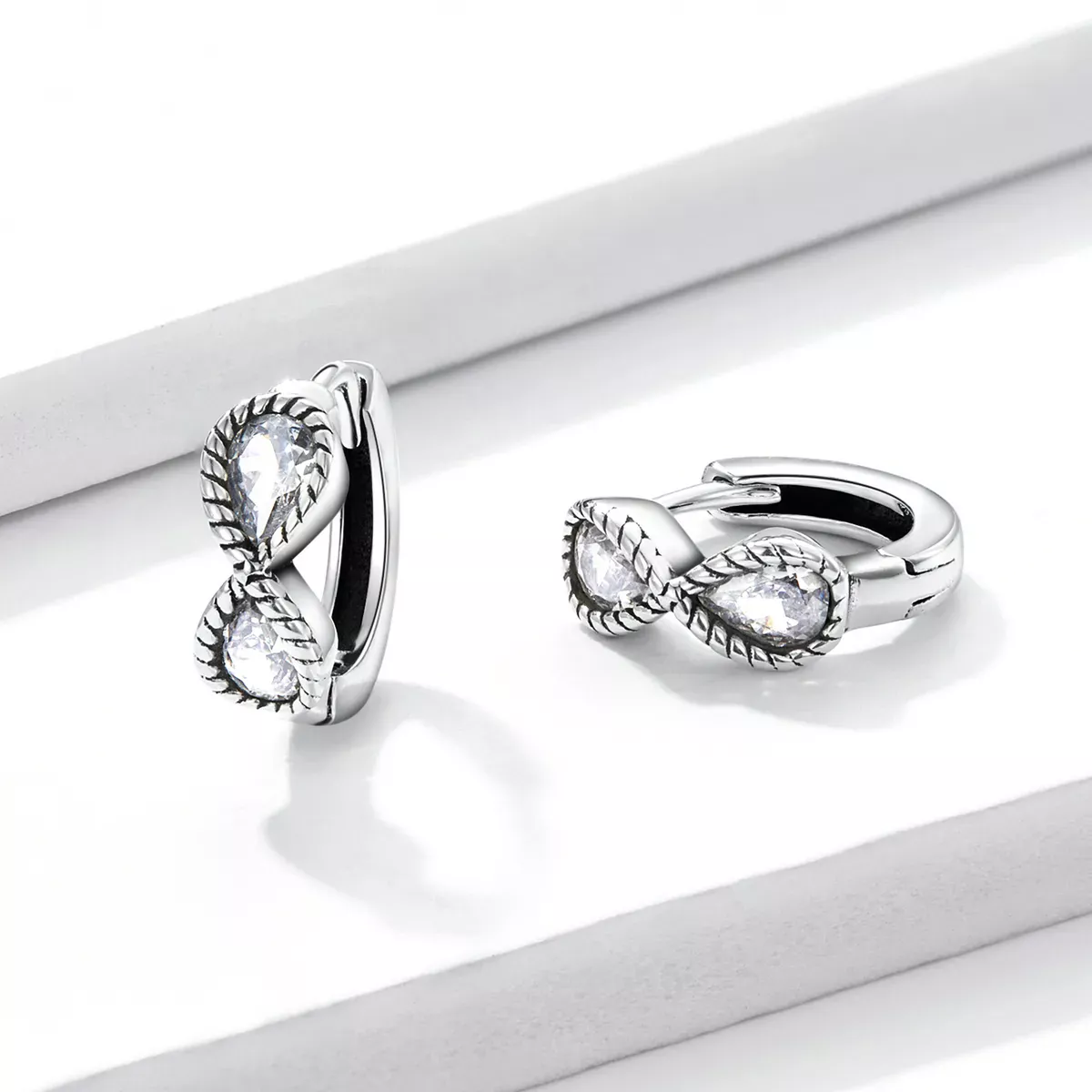 Pandora Style Minimalistic Infinity Symbol Hoop Earrings - BSE538