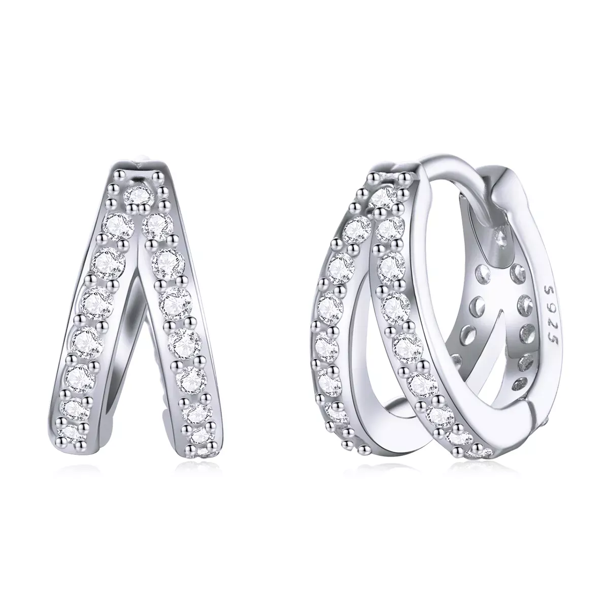 Pandora Style Modern Woman Hoop Earrings - SCE1187-A