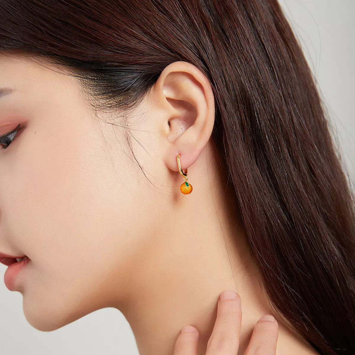 Pandora Style Orange Fun Hoop Earrings - SCE1078