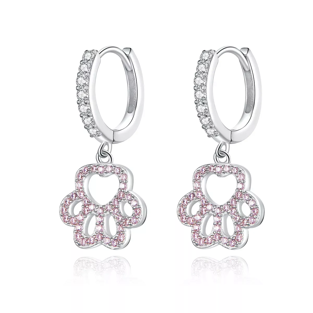 Pandora Style Pet Imprint Hoop Earrings - SCE771