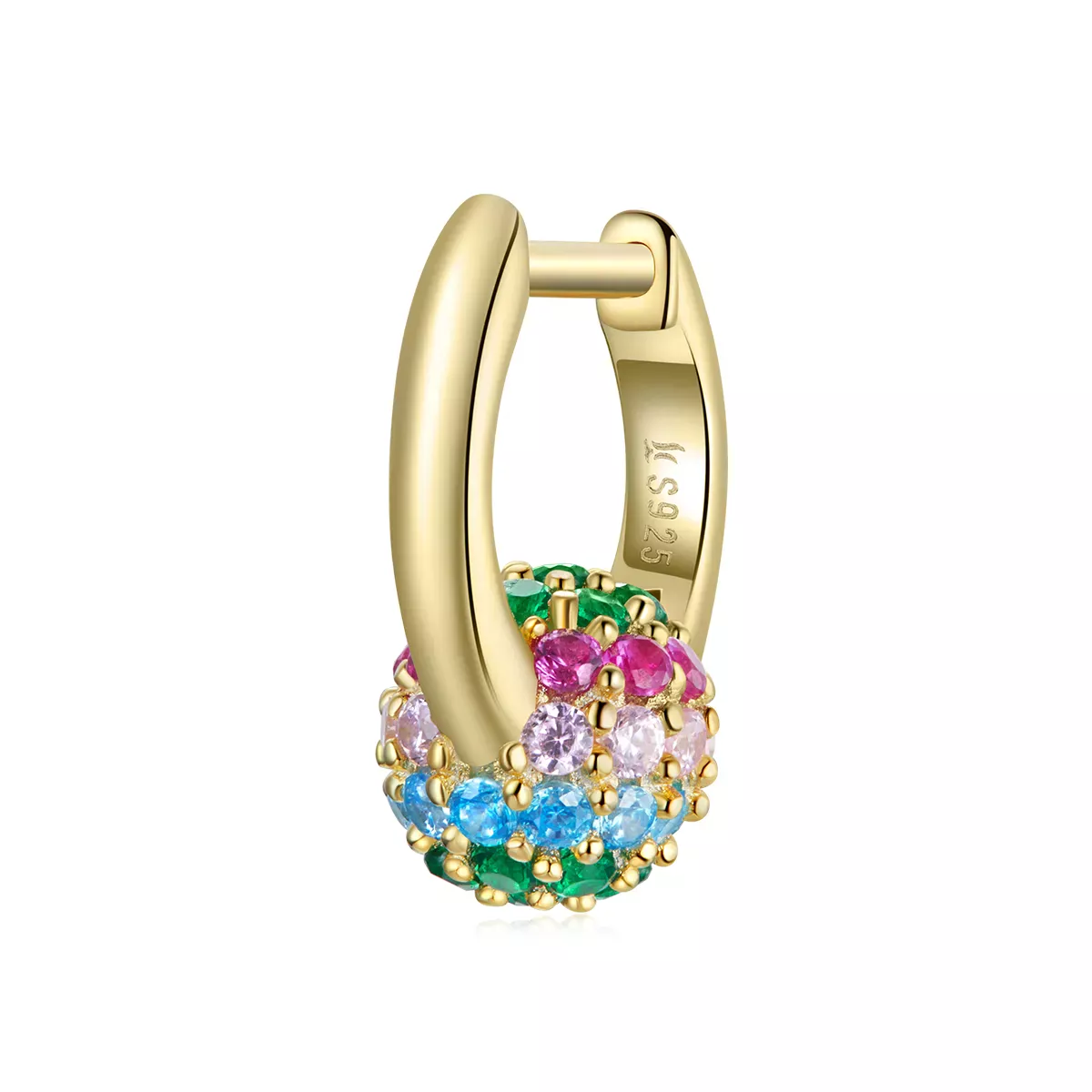 Pandora Style Rainbow Ball Hoop Earrings - SCE1100 Pandora Style Rainbow Ball Hoop Earrings - SCE1100