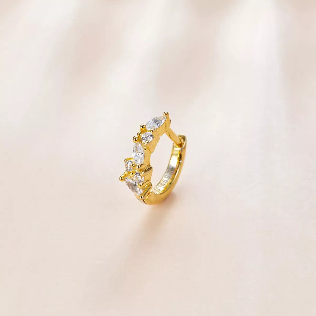 Pandora Style Shiny White Zirconium Hoop Earrings - SCE1102