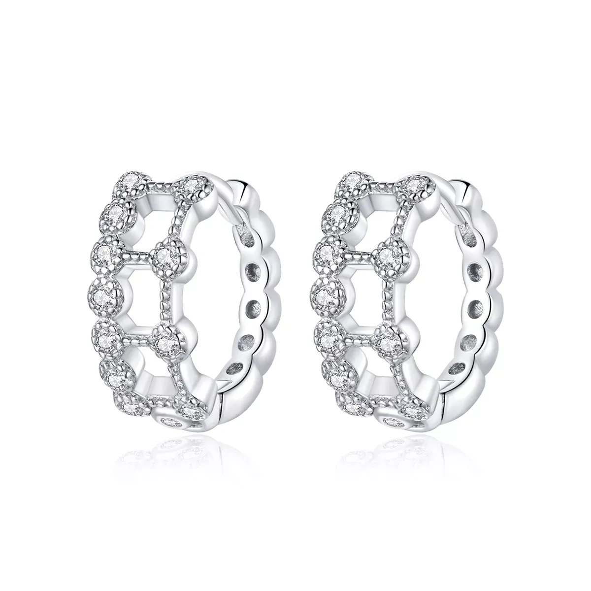 Pandora Style Simple Double Layer Hoop Earrings - BSE458