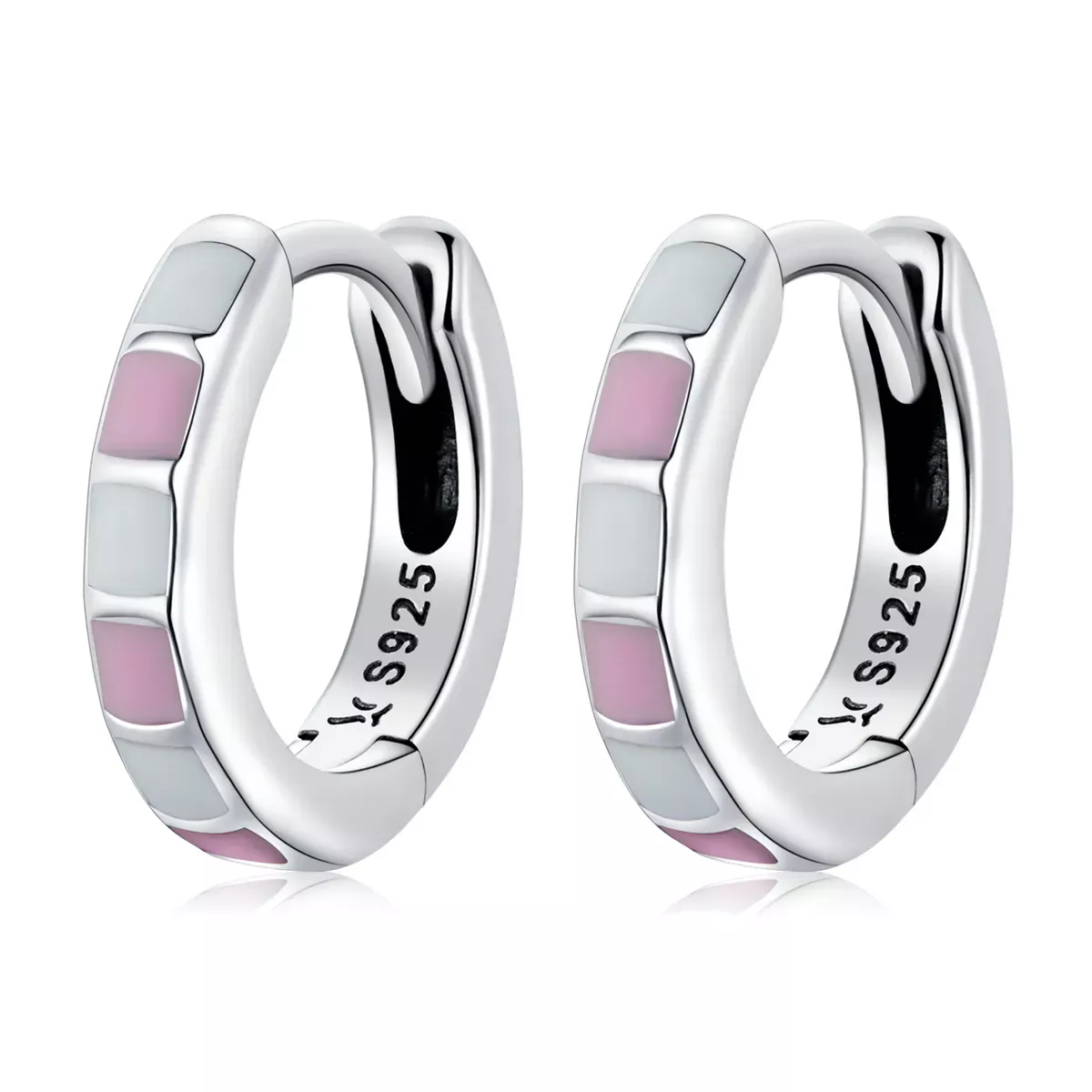 Pandora Style Simple Grid Hoop Earrings - SCE1372