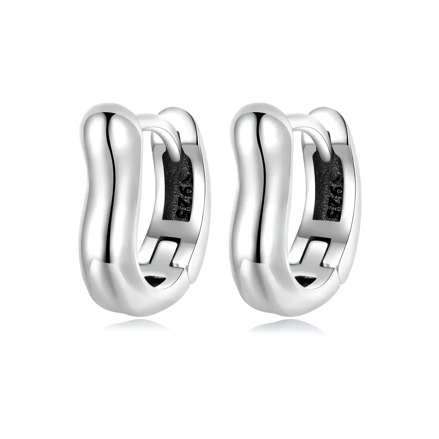 Pandora Style Simple Silver Hoop Earrings - SCE1439 Pandora Style Simple Silver Hoop Earrings - SCE1439