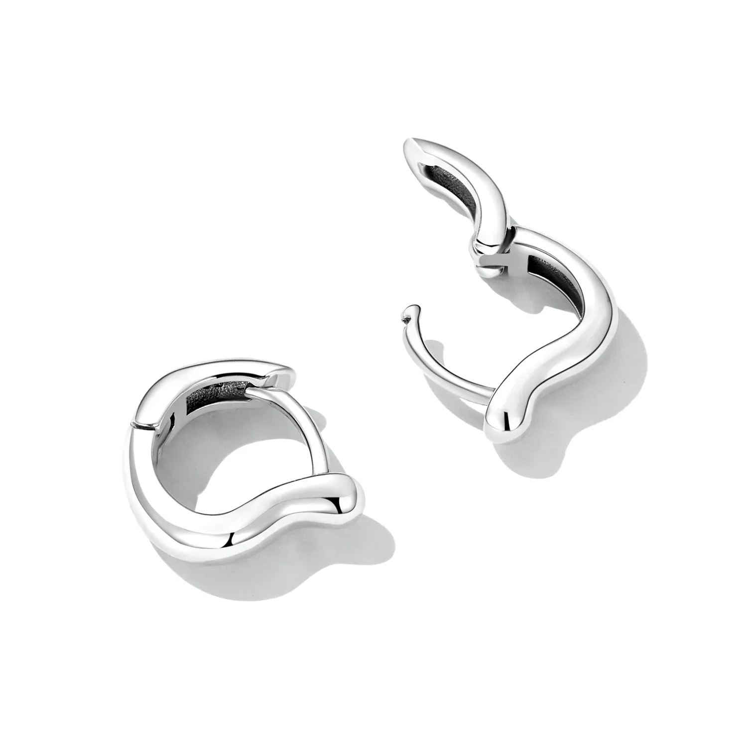 Pandora Style Simple Silver Hoop Earrings - SCE1439