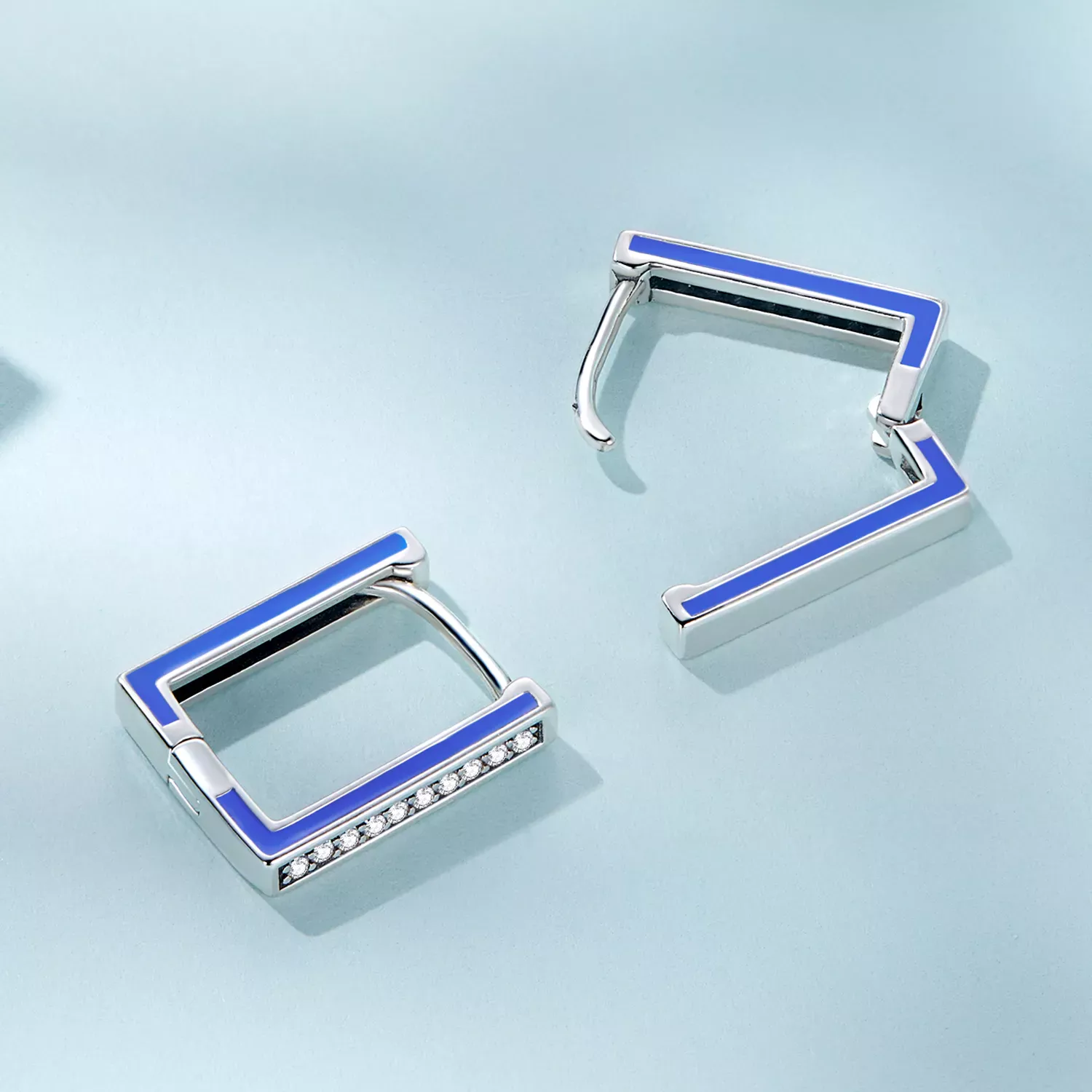Pandora Style Simple Square Hoop Earrings - SCE1504