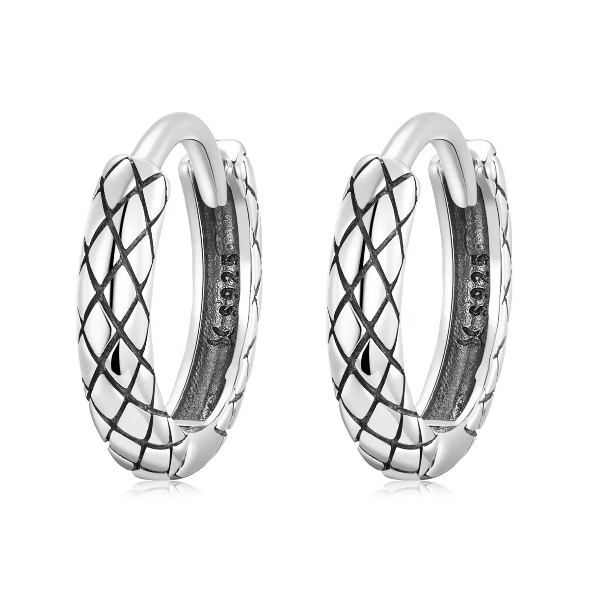 Pandora Style Snake Pattern Hoop Earrings - SCE1354