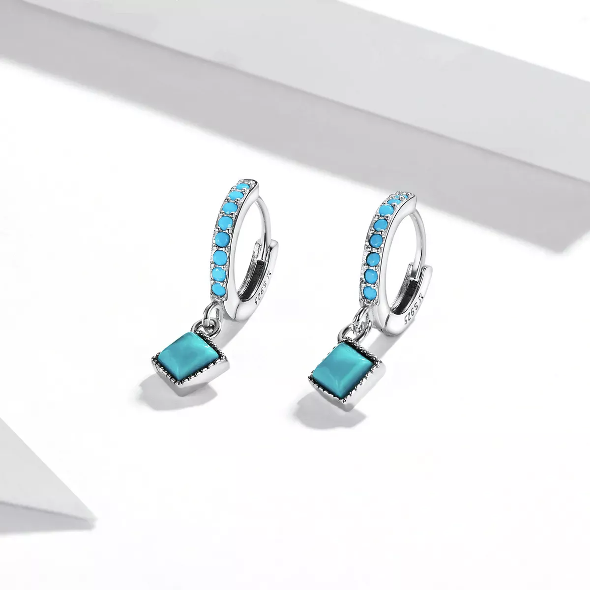 Pandora Style Turquoise Hoop Earrings - SCE1307