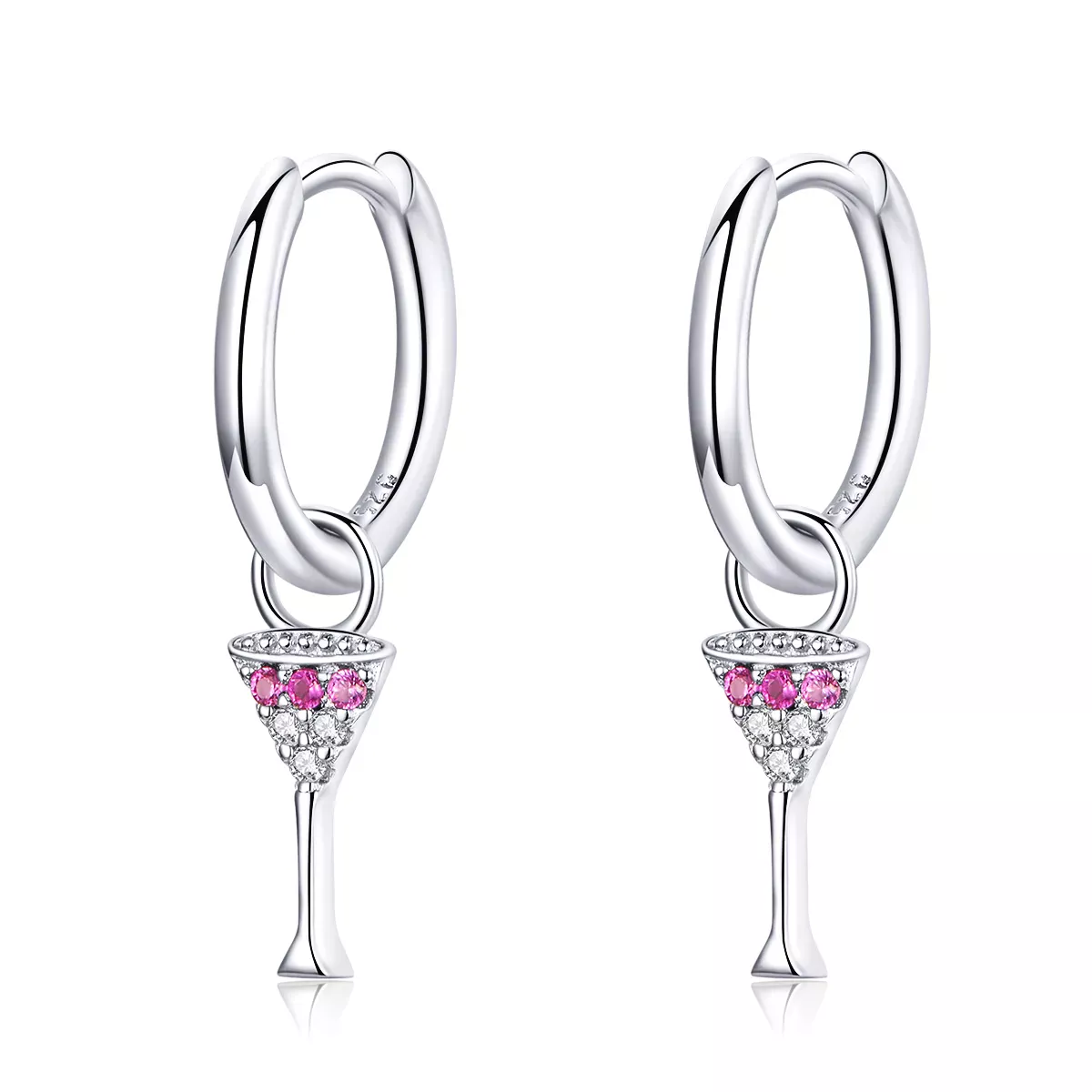 Pandora Style Wine Glass Hoop Earrings - SCE742