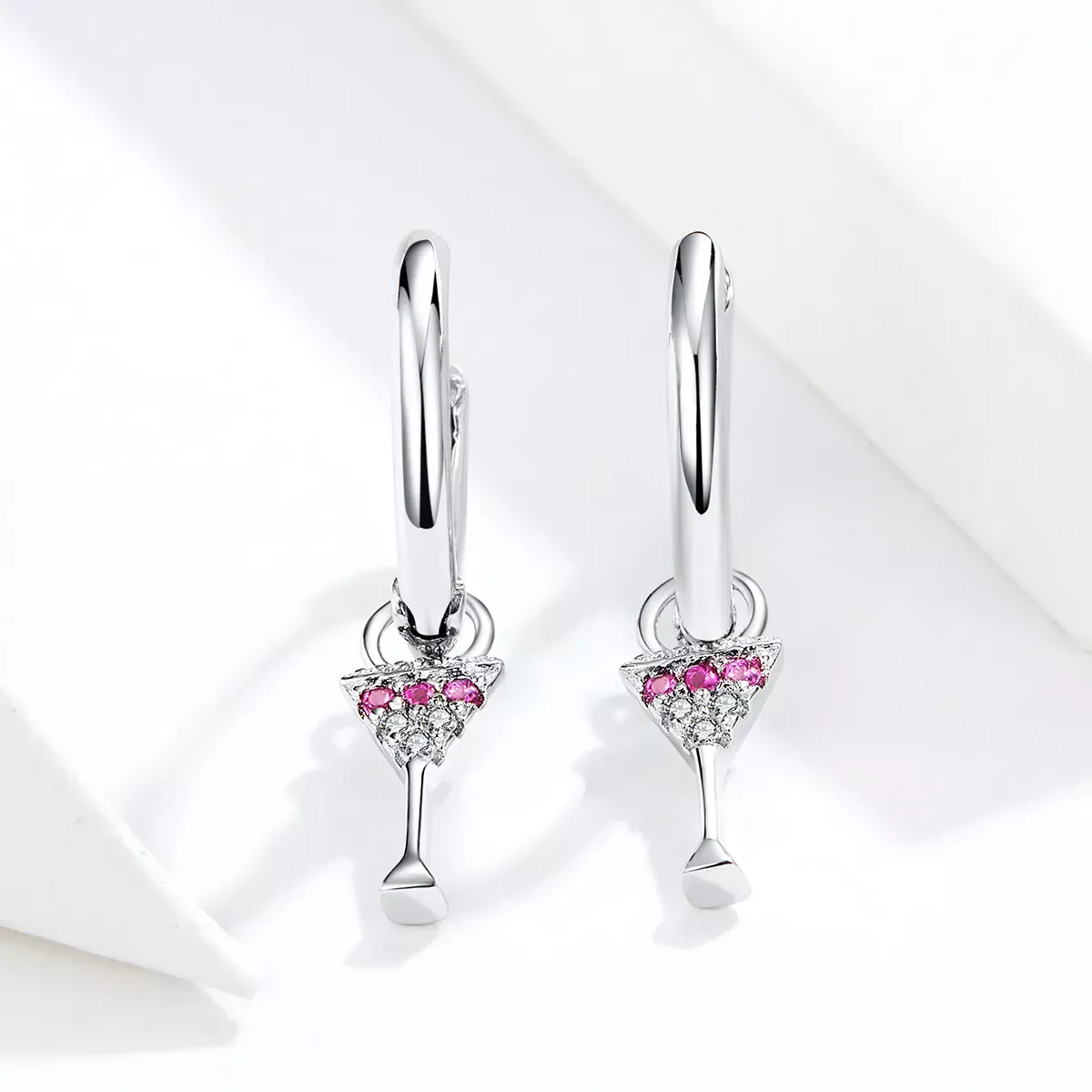 Pandora Style Wine Glass Hoop Earrings - SCE742