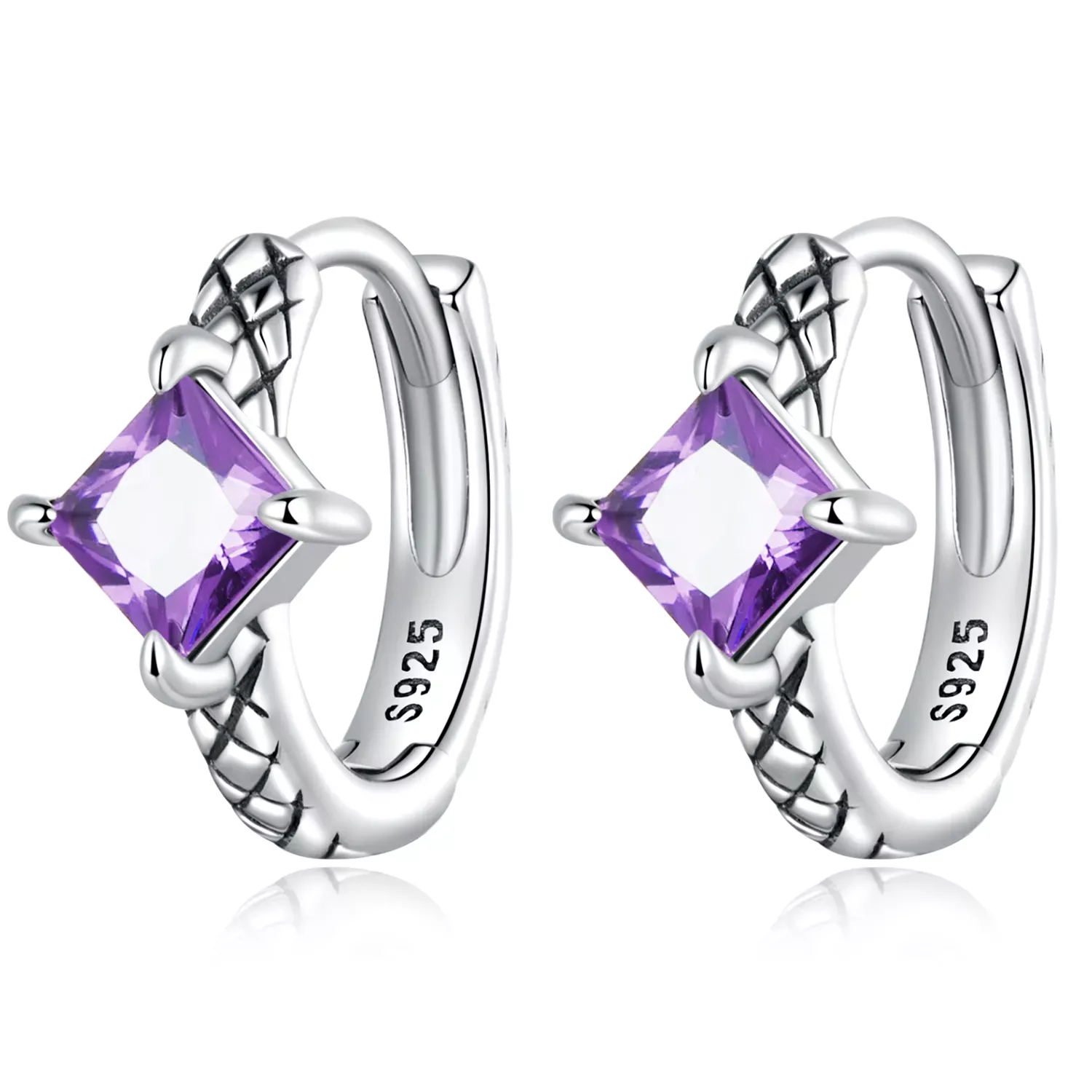 Pandora Style Zircon Snake Pattern Hoop Earrings - SCE1417