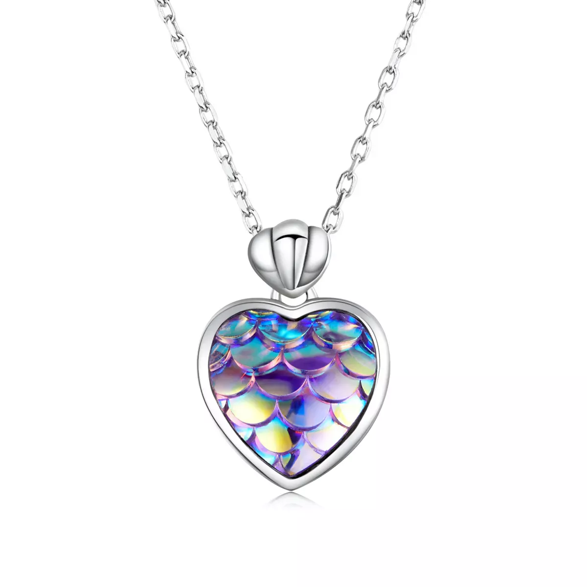 Pandora Style Fish Scale Heart Necklace - SCN468 Pandora Style Fish Scale Heart Necklace - SCN468