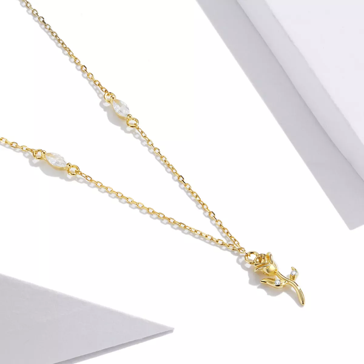Pandora Style Golden Rose Necklace - SCN464