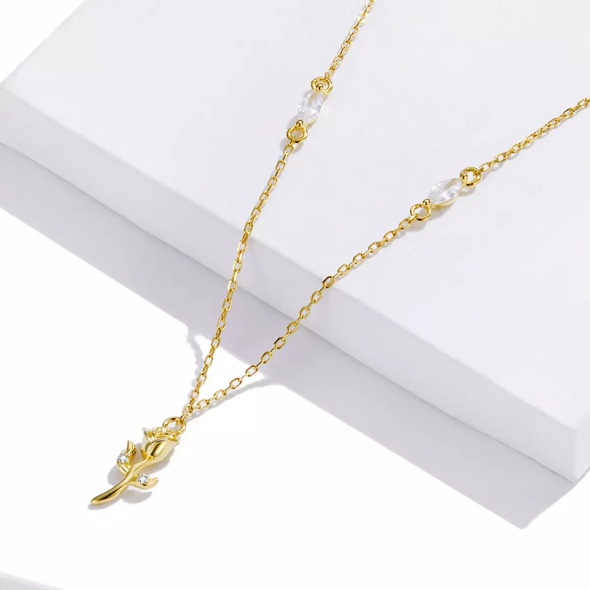 Pandora Style Golden Rose Necklace - SCN464
