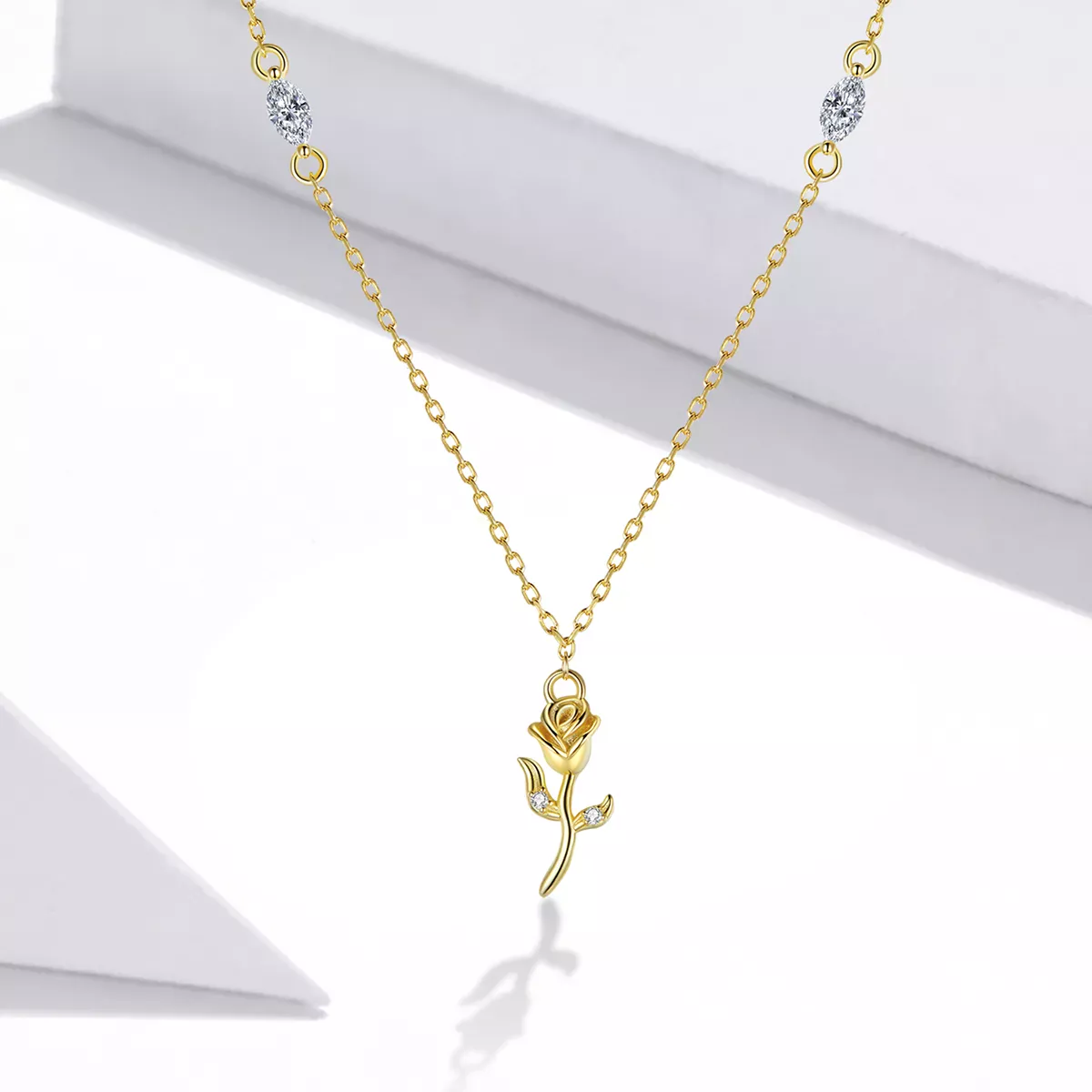 Pandora Style Golden Rose Necklace - SCN464