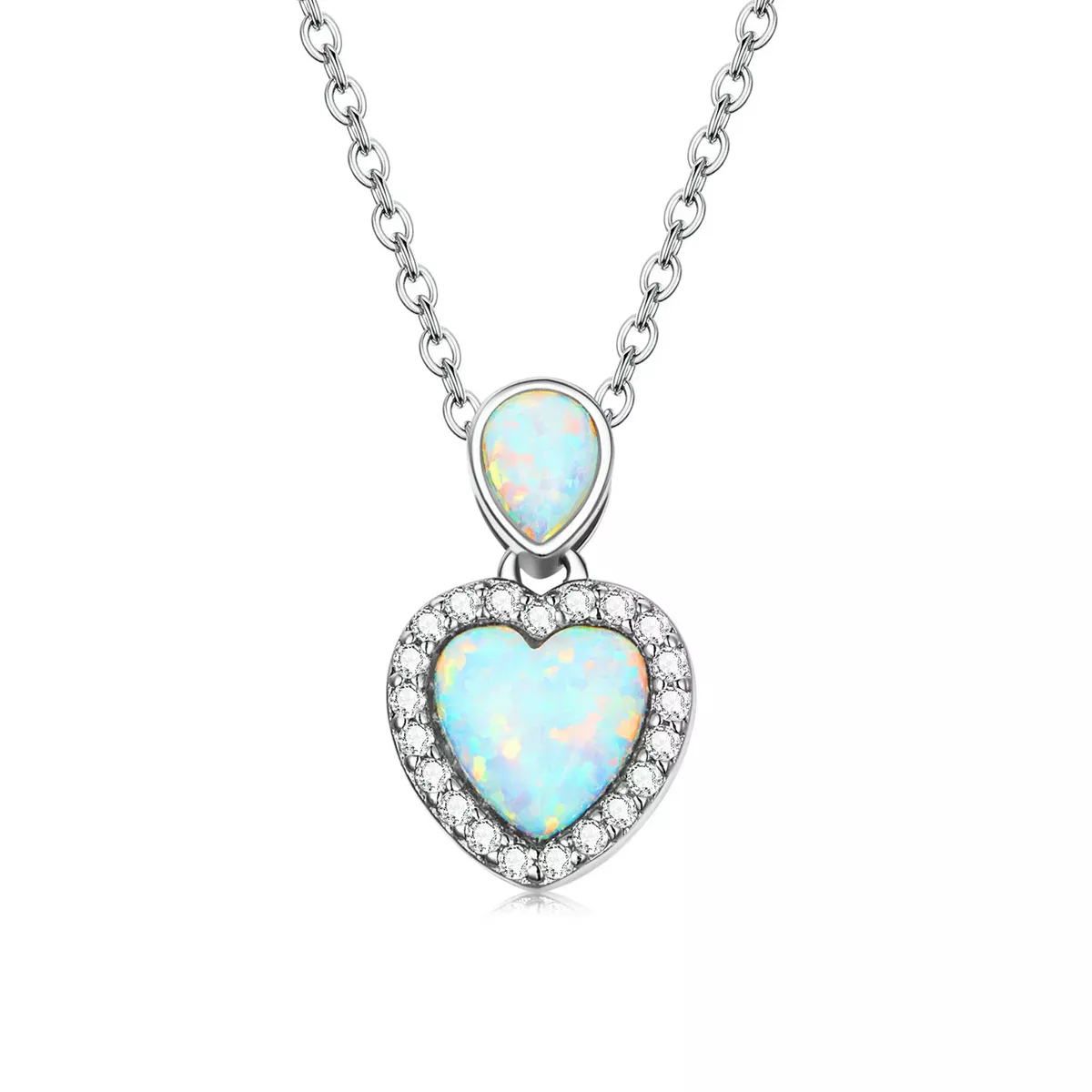 Pandora Style Opal Love Necklace - BSN243