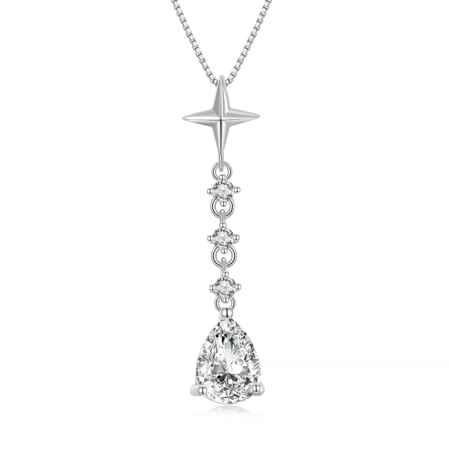 Pandora Style Starburst Water Drop Necklace - BSN259