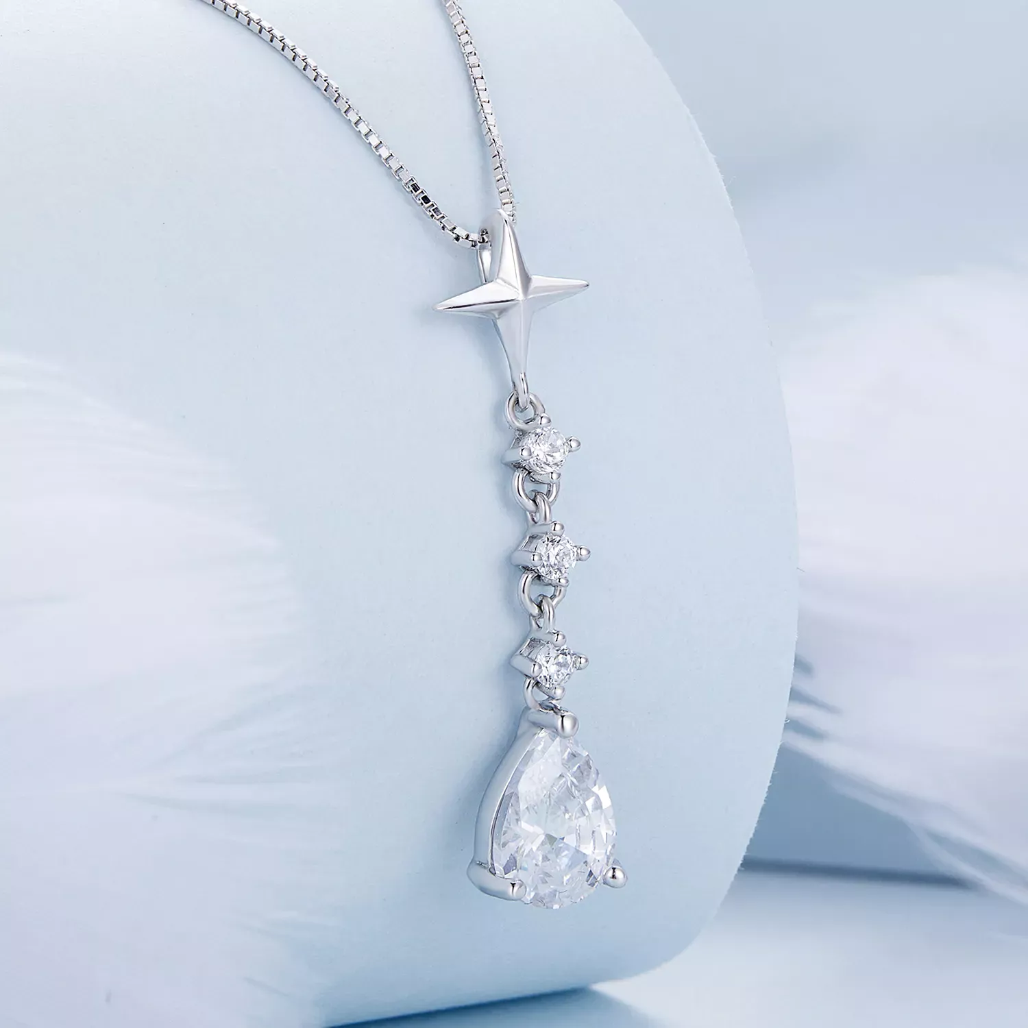 Pandora Style Starburst Water Drop Necklace - BSN259