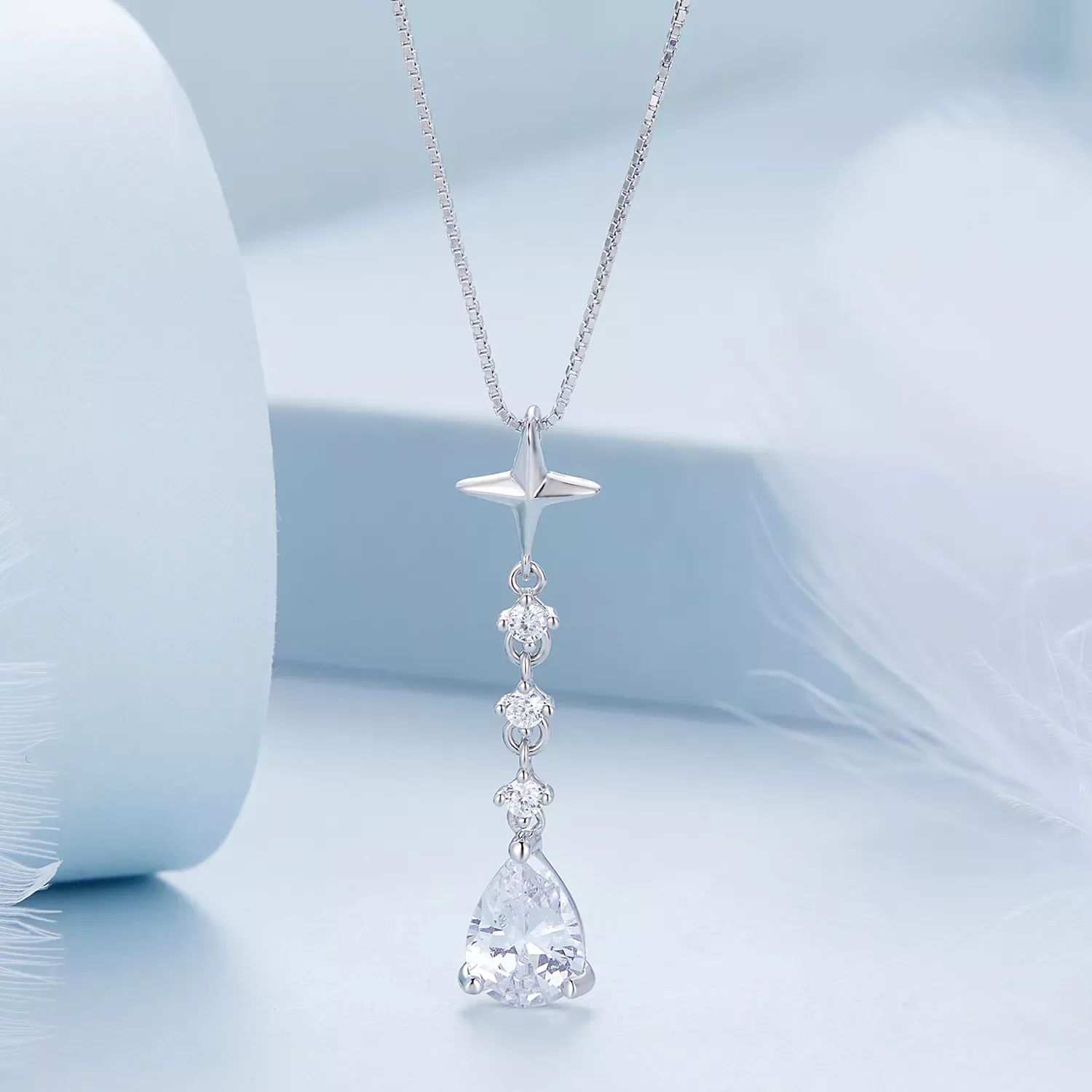 Pandora Style Starburst Water Drop Necklace - BSN259