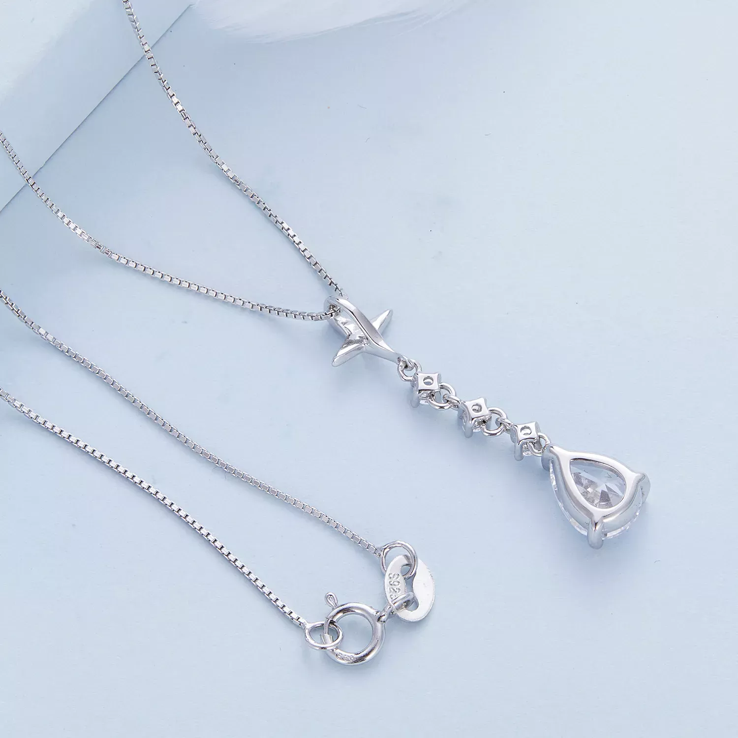Pandora Style Starburst Water Drop Necklace - BSN259