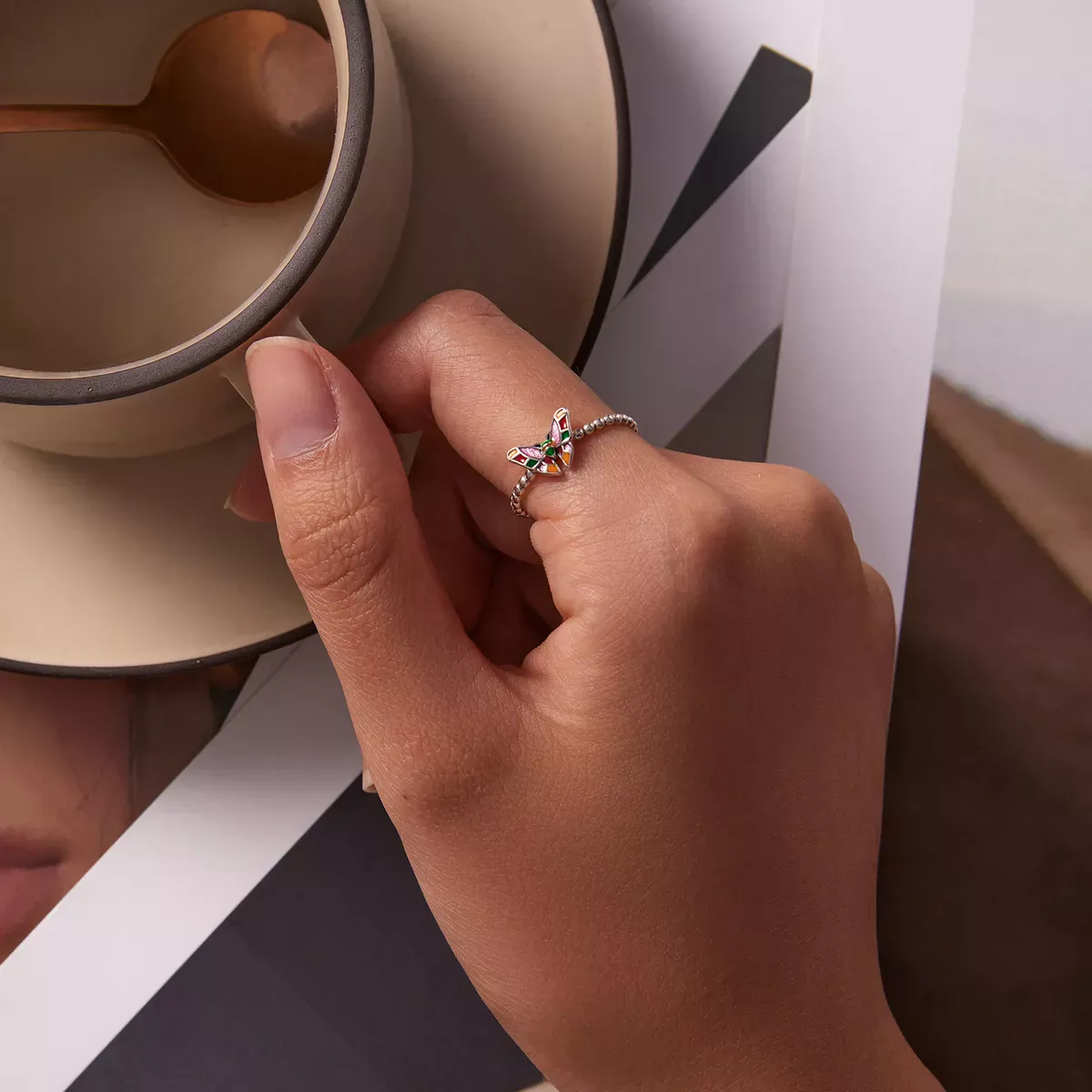Pandora Style Brilliant Butterfly Open Ring - SCR782