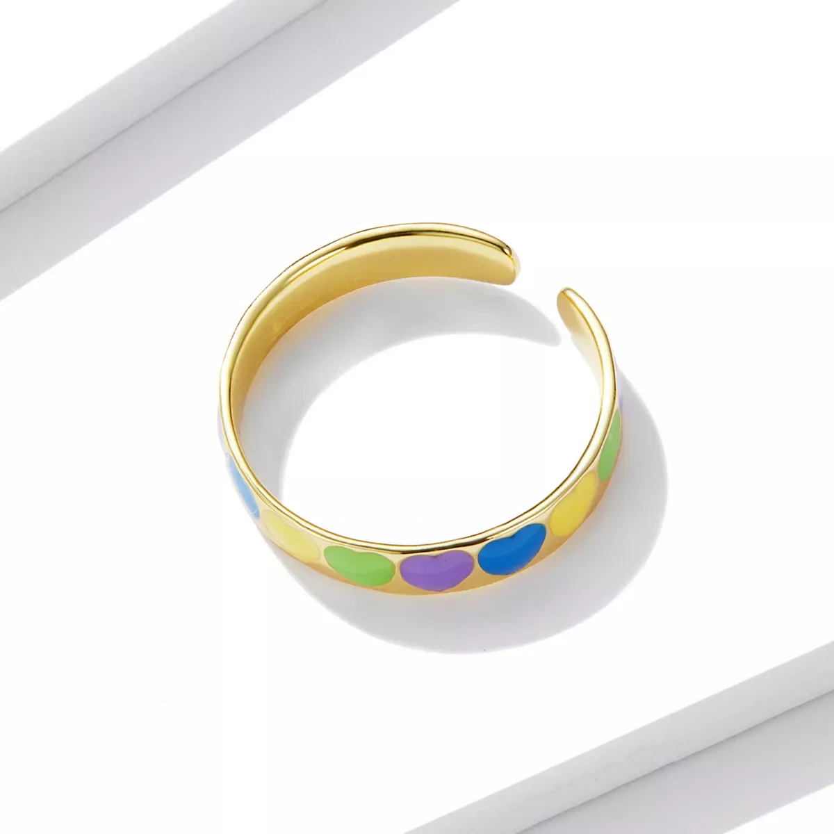 Pandora Style Colorful Hearts Open Ring - BSR222