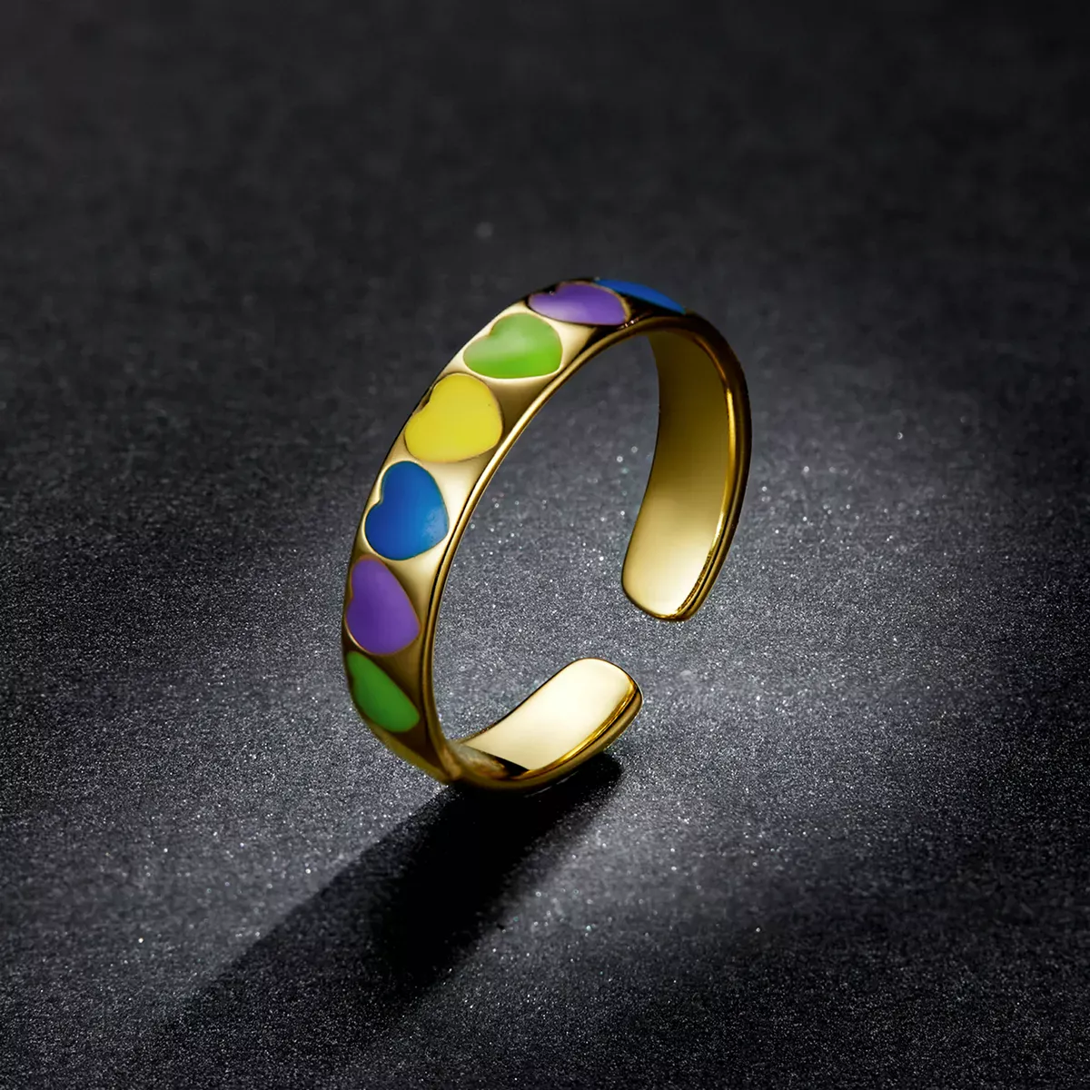 Pandora Style Colorful Hearts Open Ring - BSR222