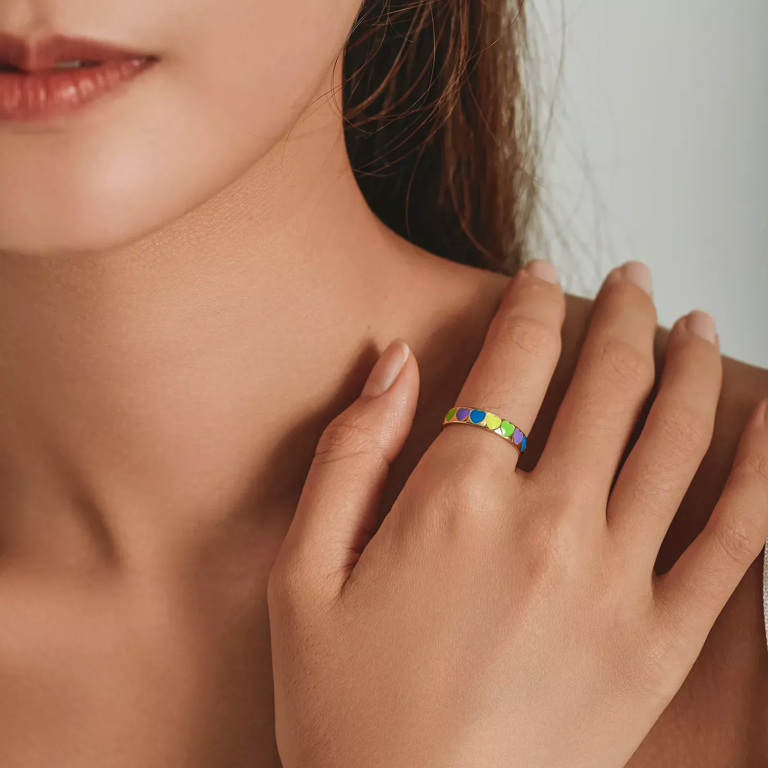 Pandora Style Colorful Hearts Open Ring - BSR222